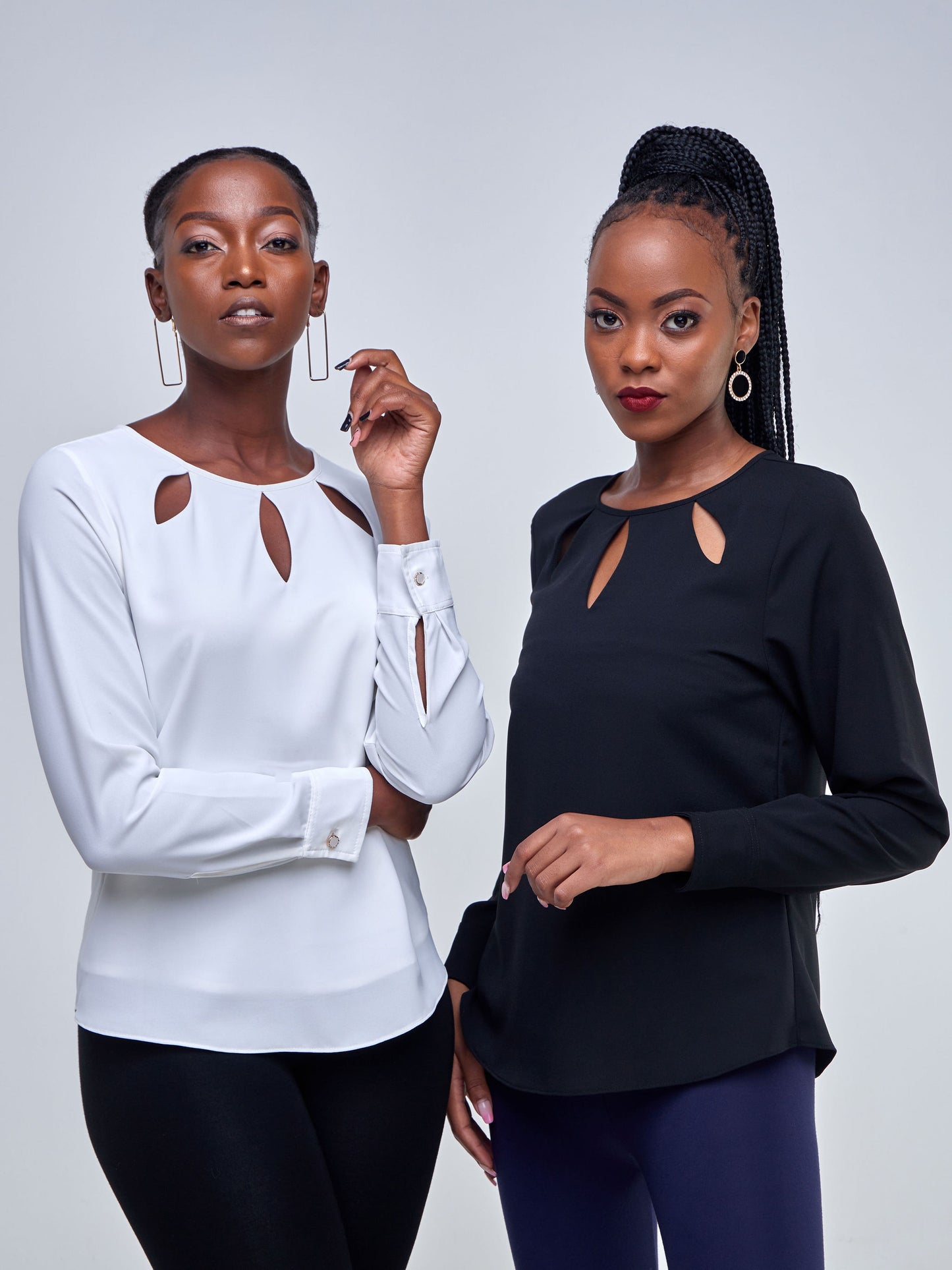 Vivo Fasi Tear Cut Out Long Sleeve Top - Black
