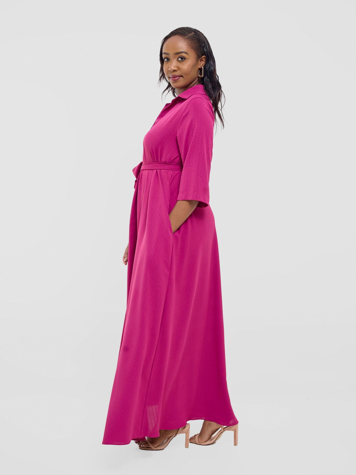 Vivo Yumi Maxi Shirt Dress - Magenta