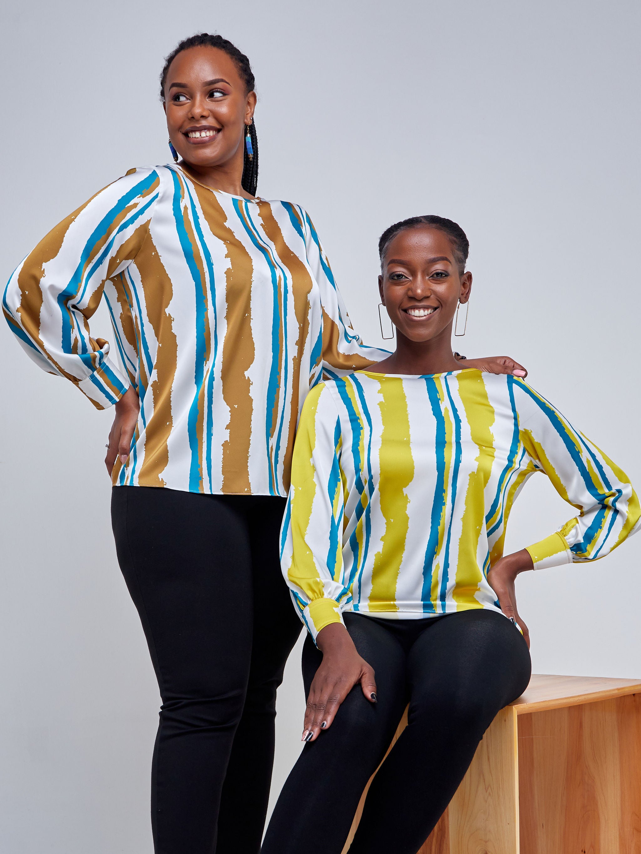 Vivo Tatili Bishop Long Sleeve Top - Teal / Rust Abstract Print