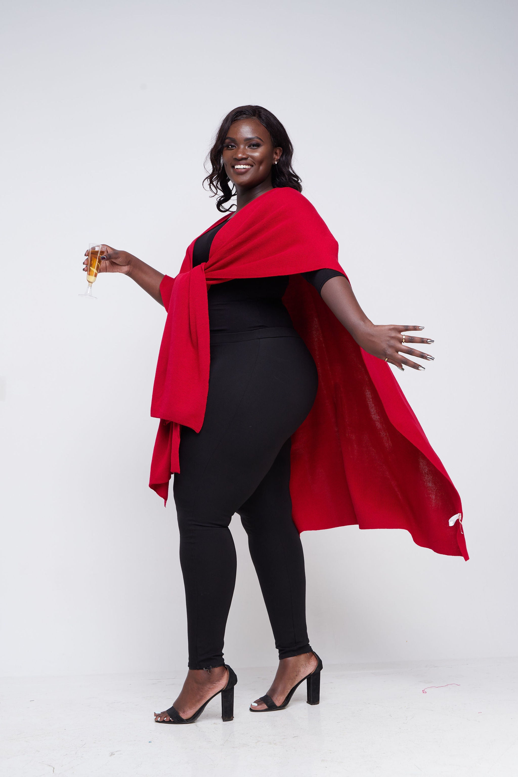 Vivo Basic Double Layered Wrap Poncho (Without Fringe) - Deep Red