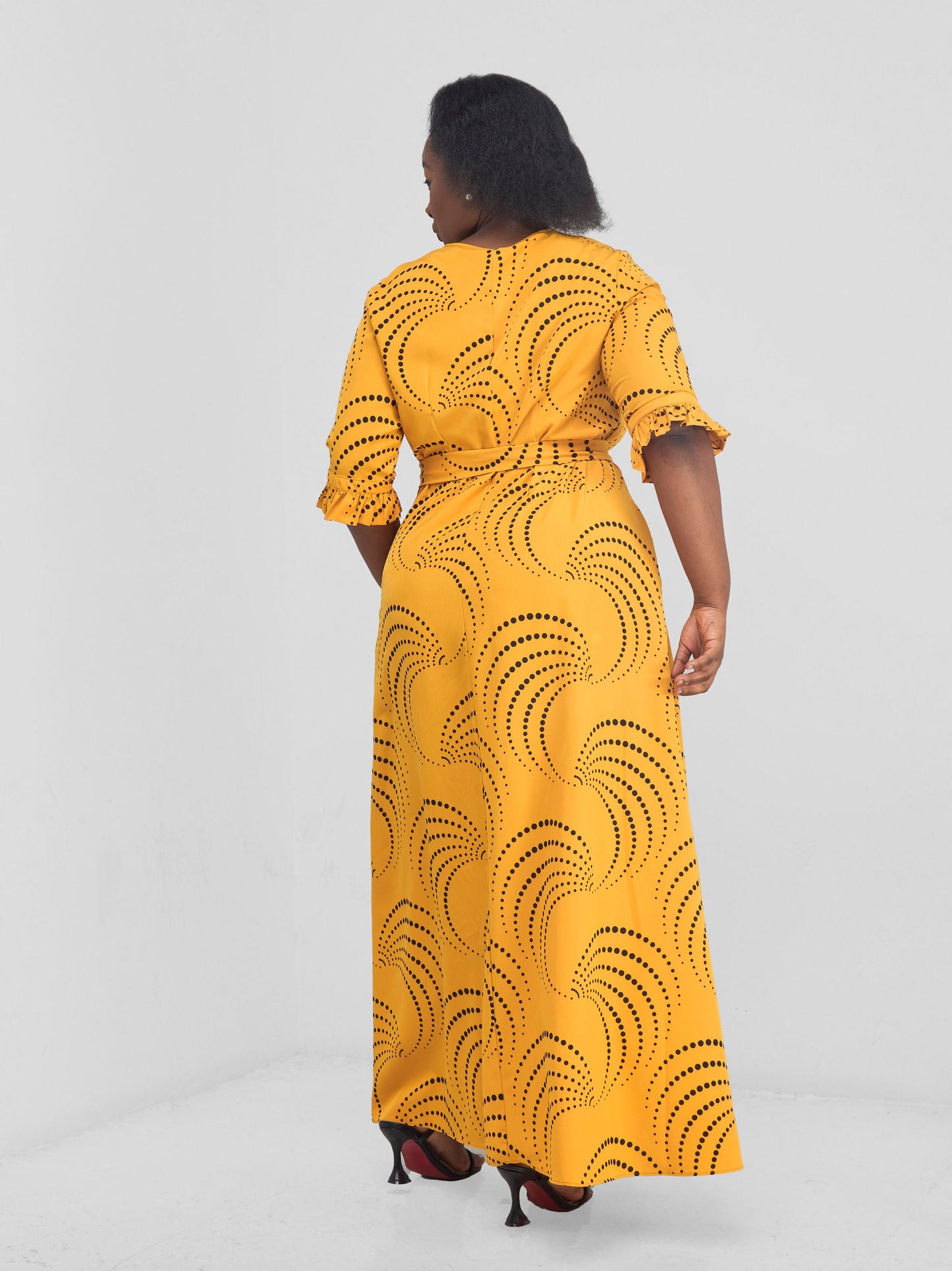 Vivo Nasinka Maxi Shirt Dress - Light Mustard / Black Sinka Print