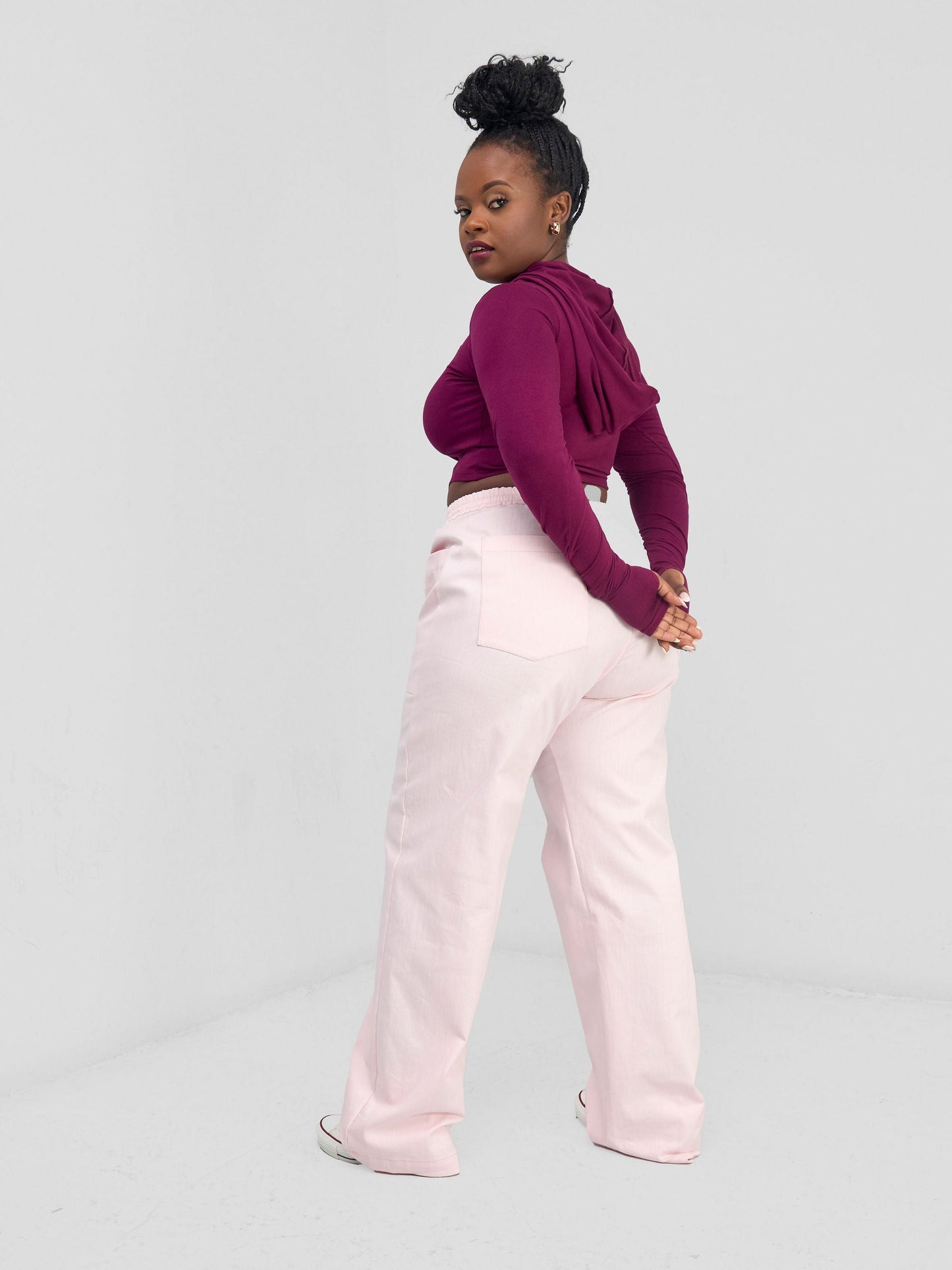 Zoya Banda Crop Hoodie - Burgundy