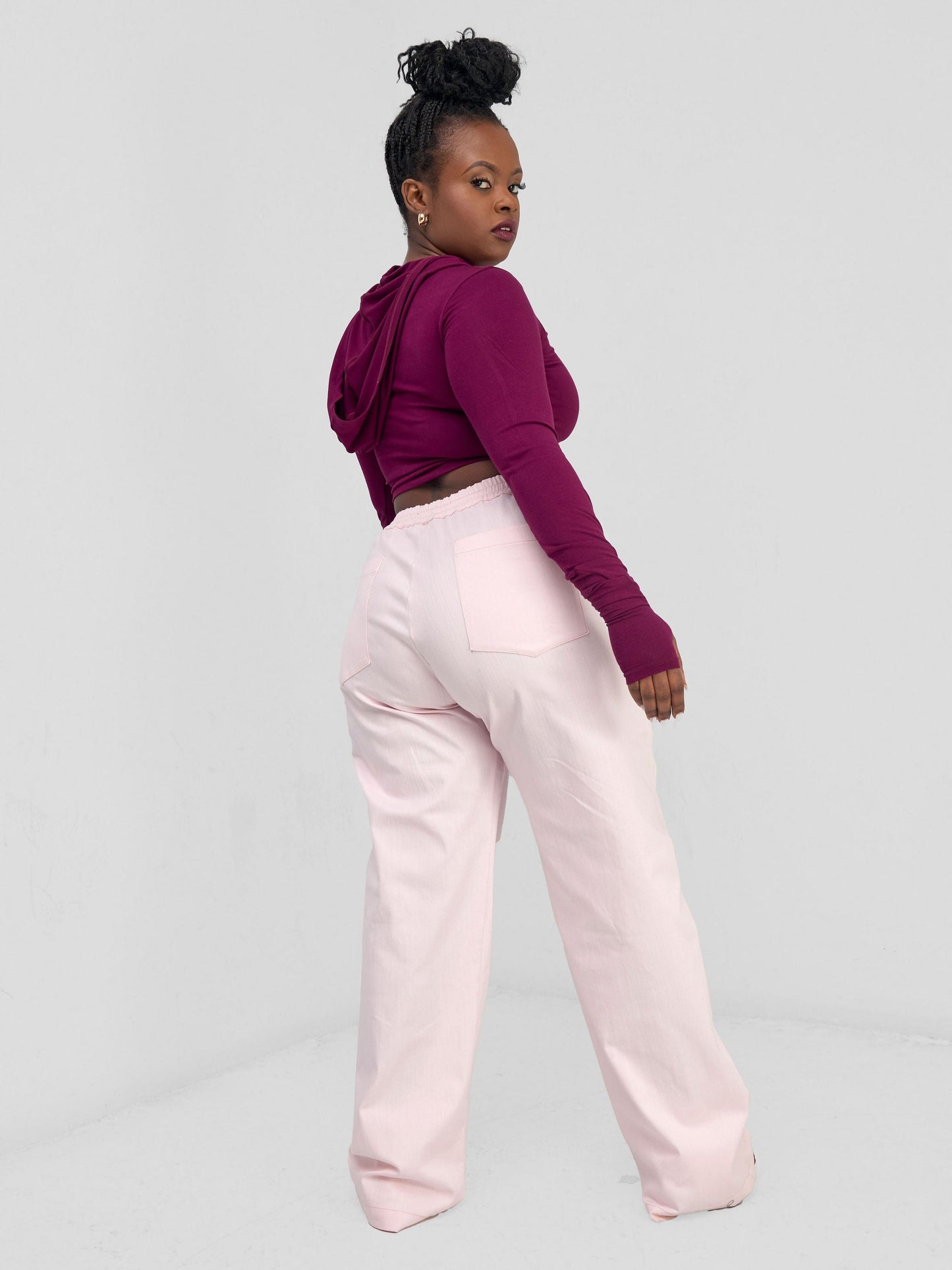 Zoya Banda Crop Hoodie - Burgundy
