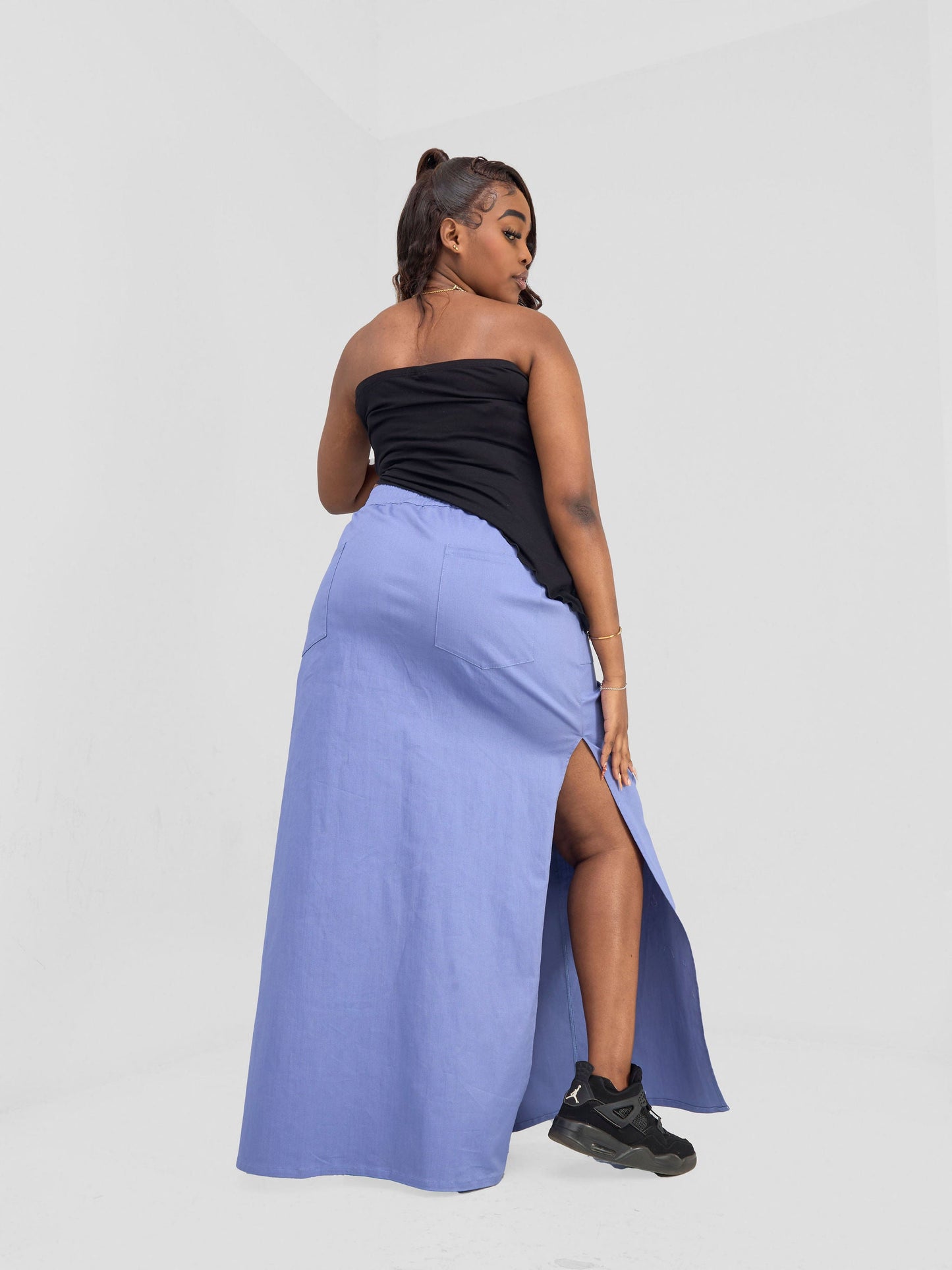 Zoya Banda Bandeau Asymmetrical Crop Top - Black