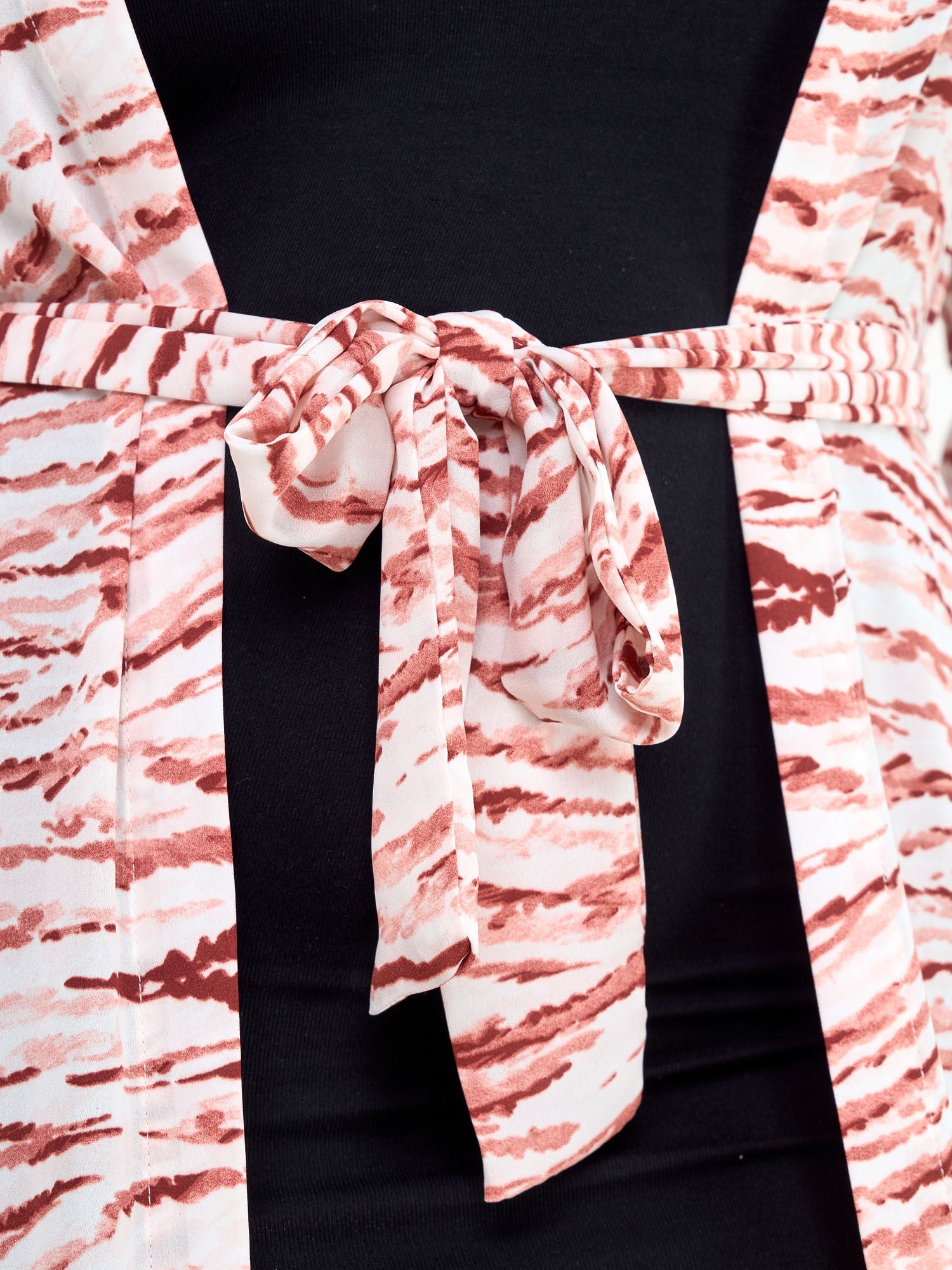 Vivo Sana Long Sleeved Maxi cover-Up - White /Peach Animal stripes Print