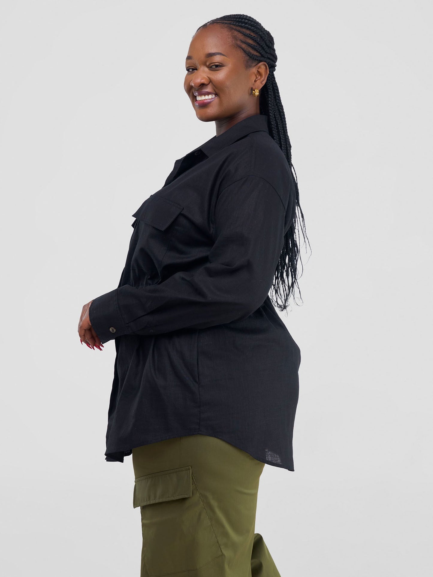 Safari Savannah Drawstring Shacket - Black