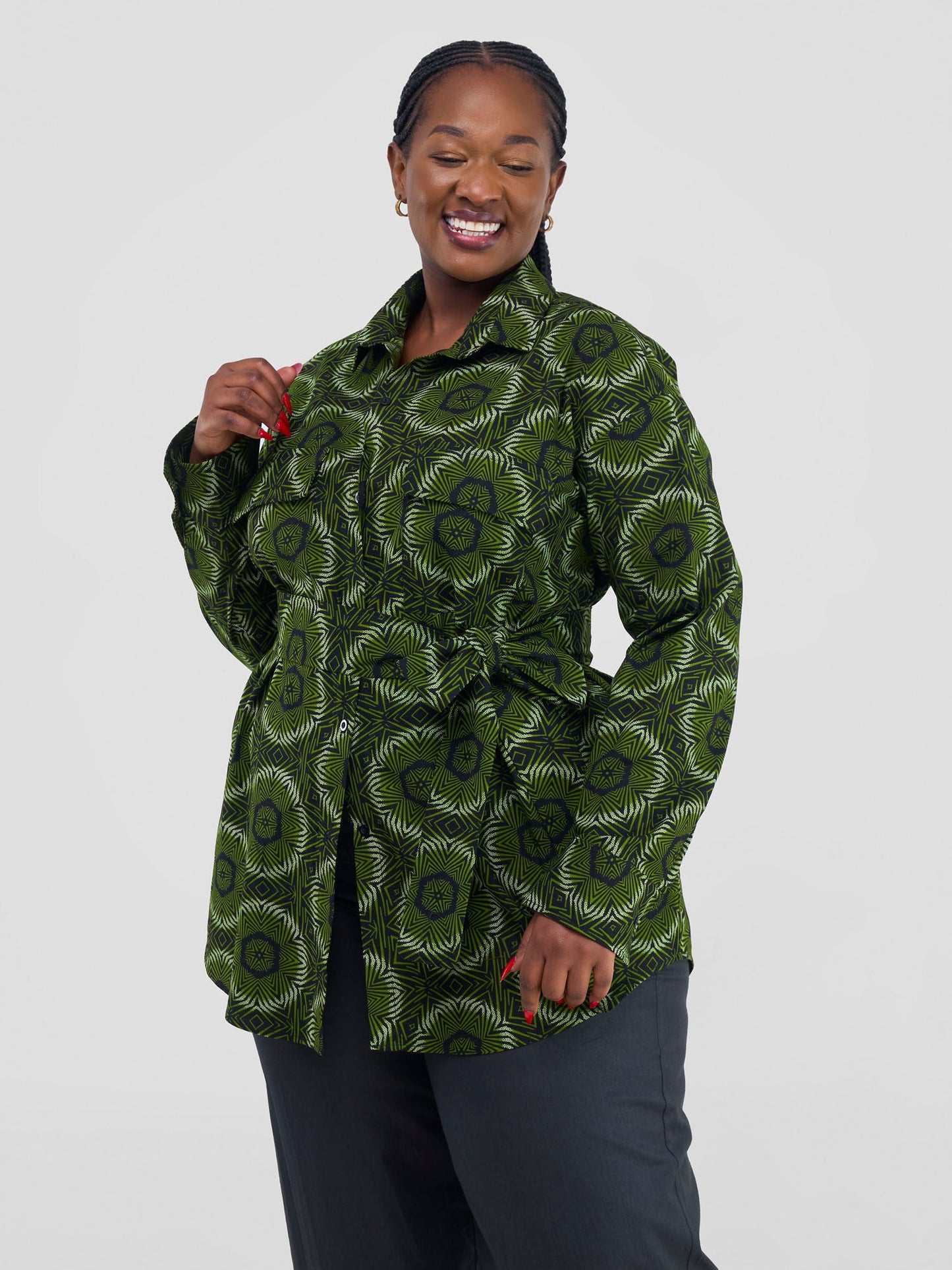 Safari Savannah Kitenge Shacket - Ashai Print