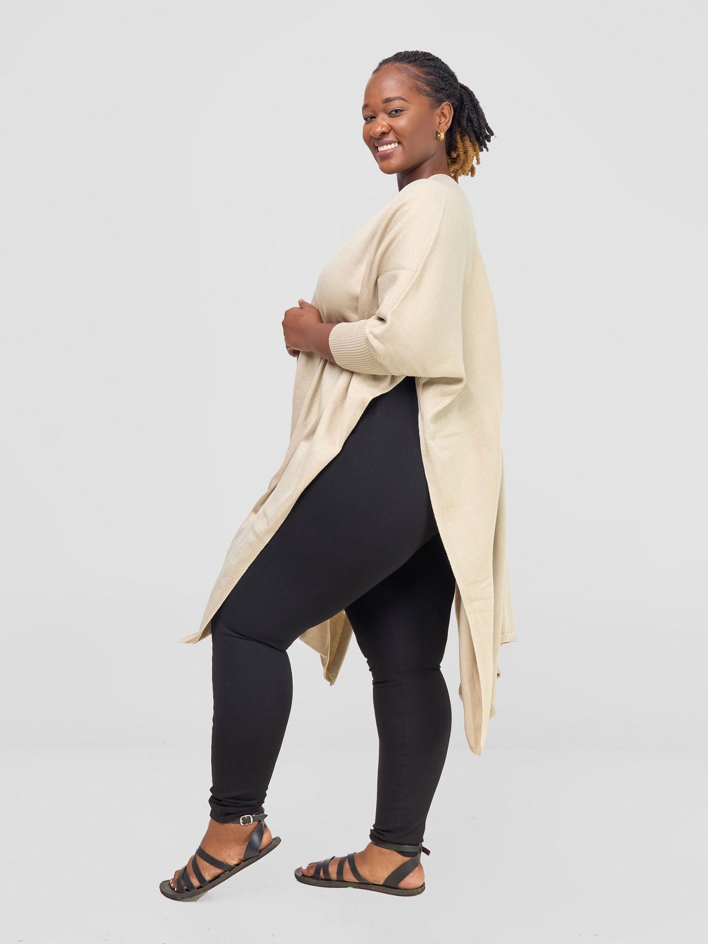 Vivo Basic Double Layered Wrap Poncho (Without Fringe) - Coral / Grey