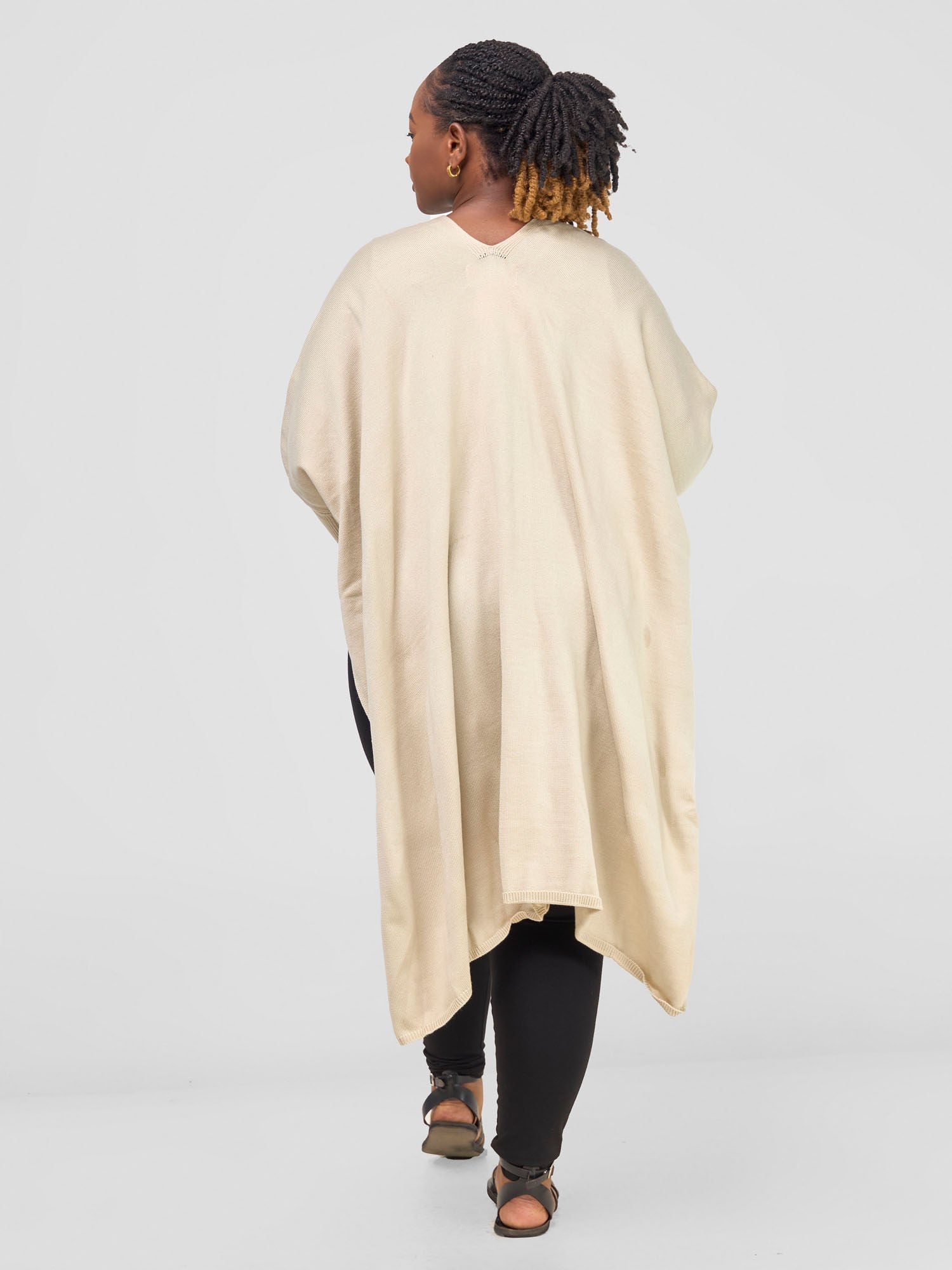 Vivo Basic Double Layered Wrap Poncho (Without Fringe) - Coral / Grey