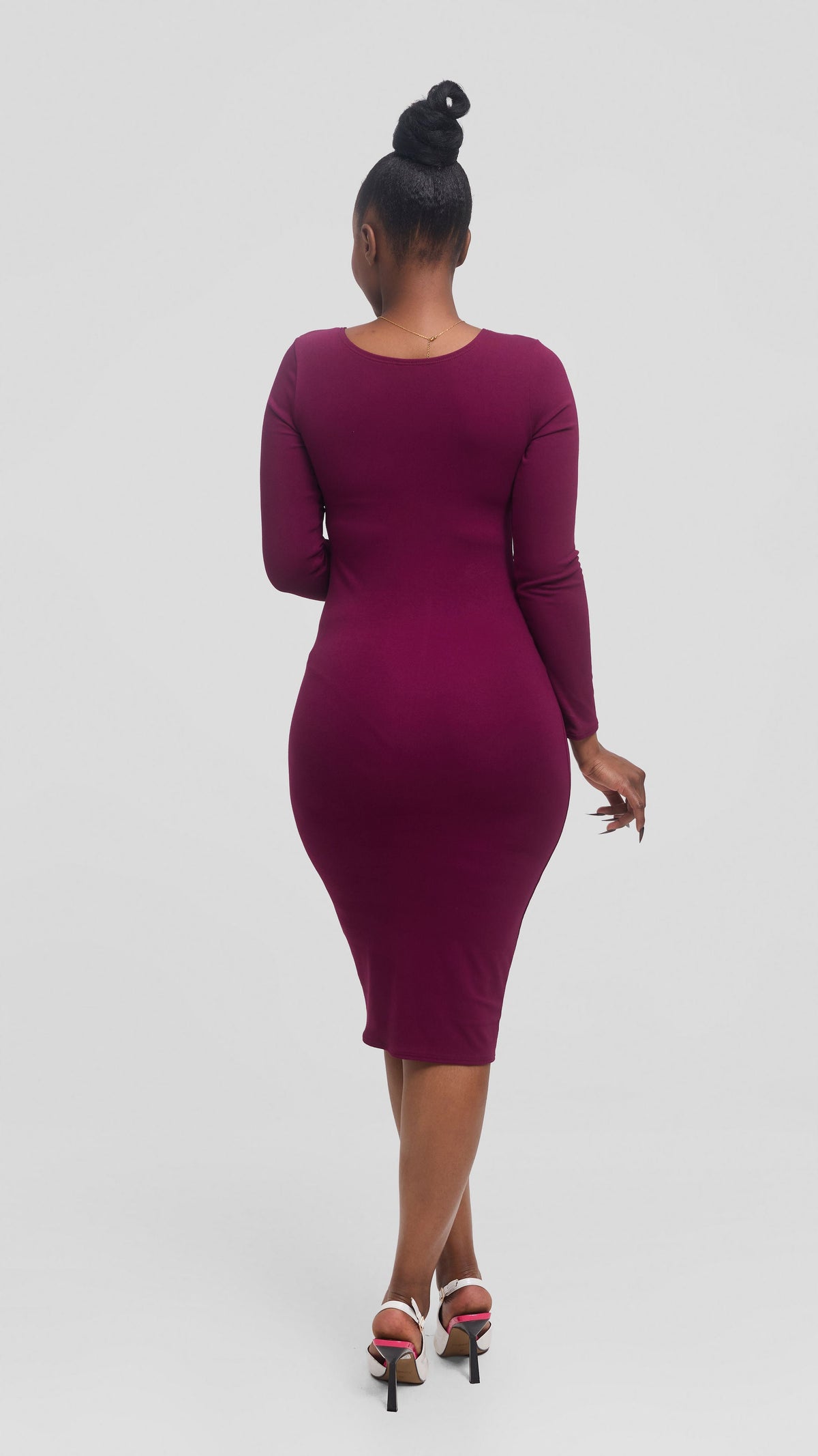 Vivo Leila Long Sleeve Bodycon in Jersey - Mulberry