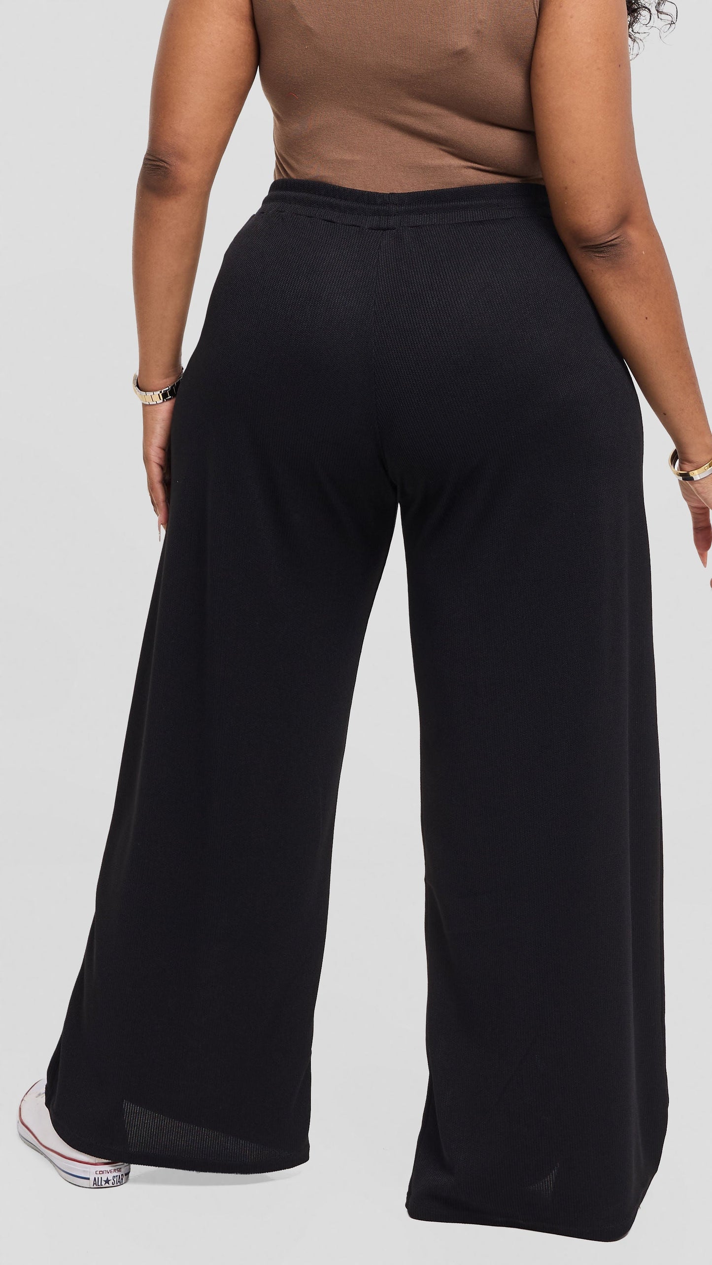 Vivo Ria Drawstring Pants in Stretch Rib - Black
