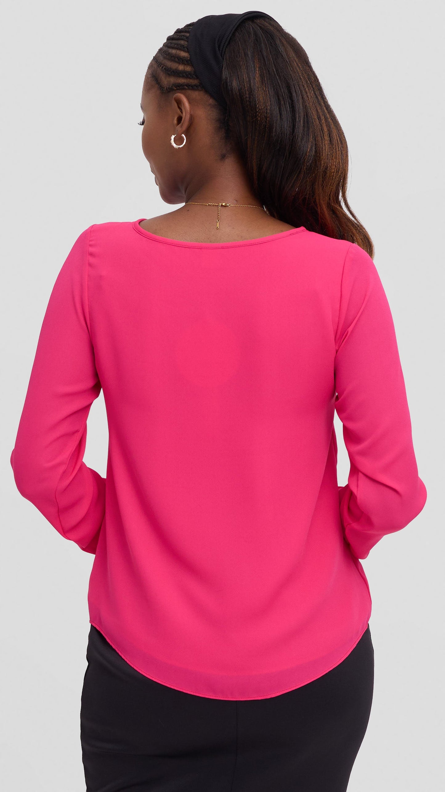 Vivo Sierra Long Sleeve Top in Chiffon (Double Layered) - Pink
