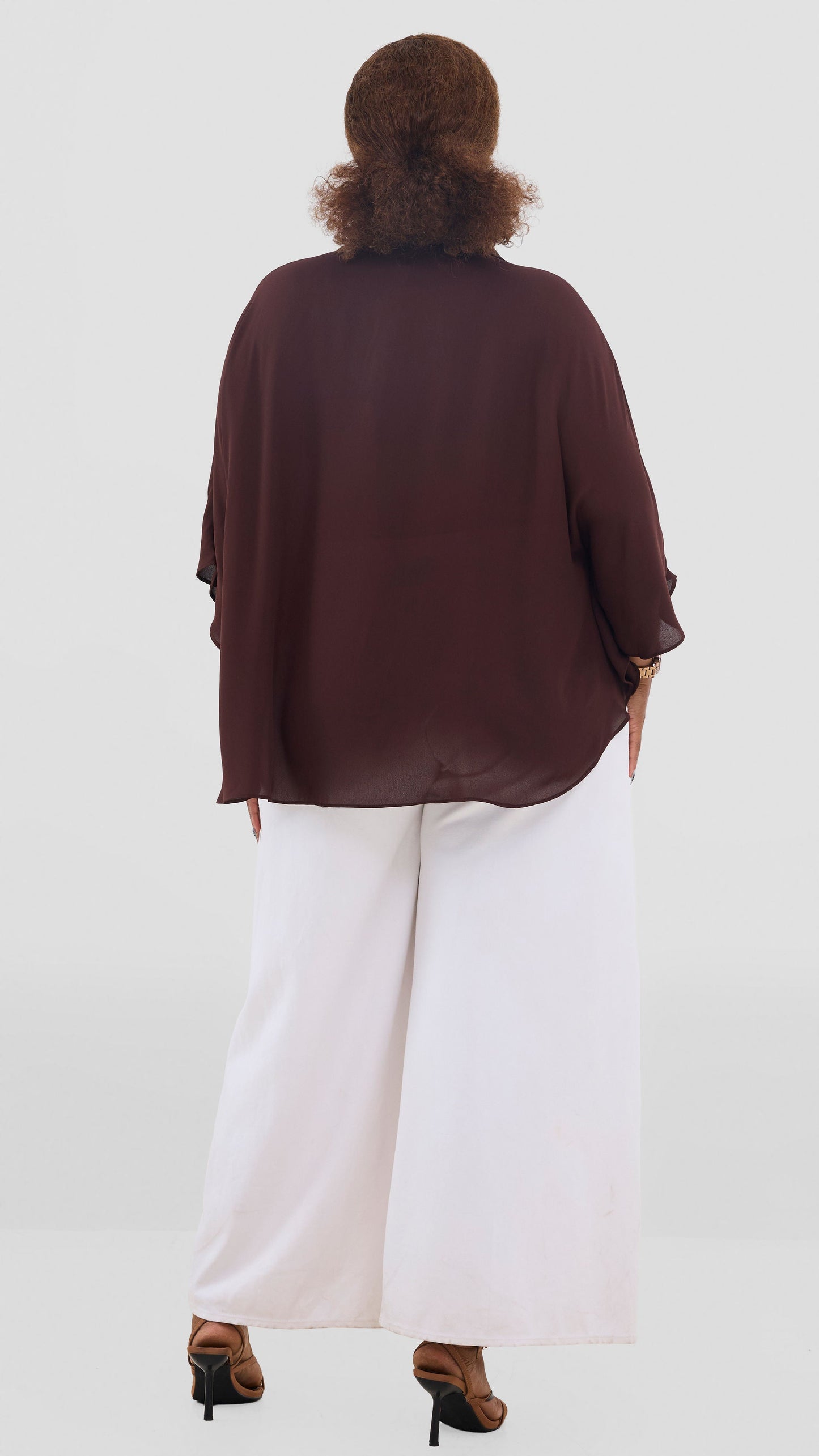 Vivo Iyana Cape Top In Chiffon - Chocolate