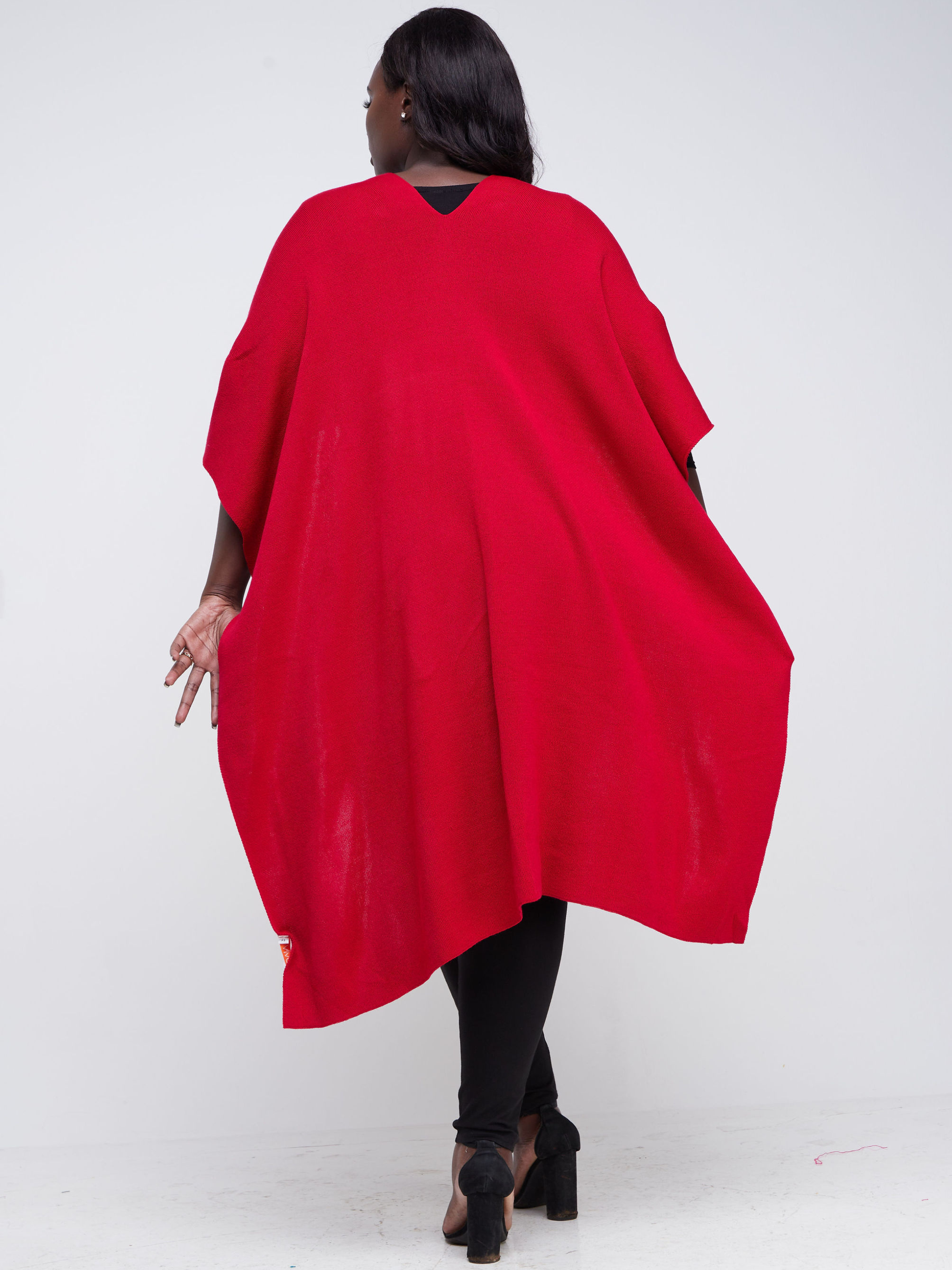 Vivo Basic Double Layered Wrap Poncho (Without Fringe) - Deep Red