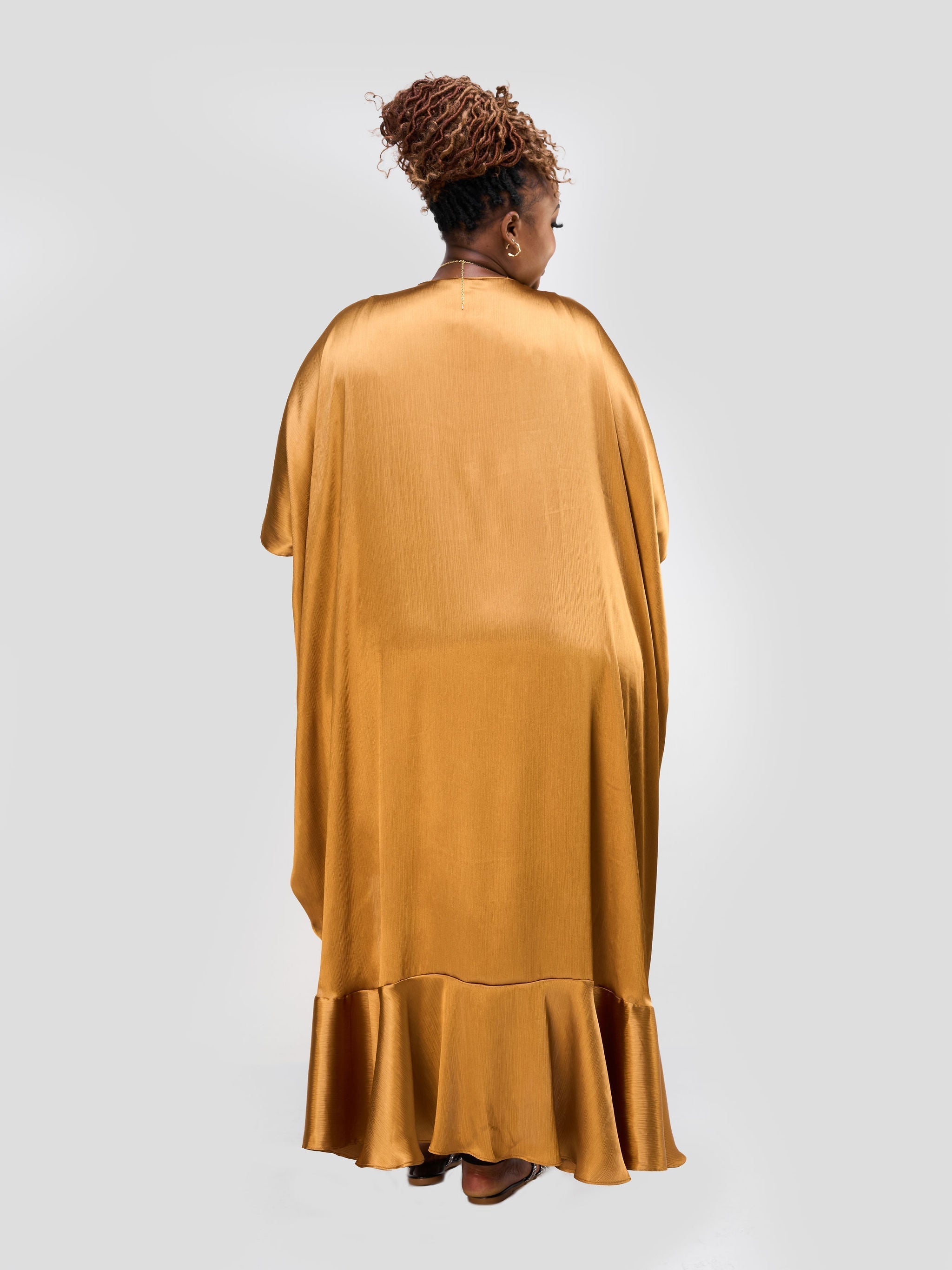 Vivo Nimali Satin Flounce Kimono - Gold
