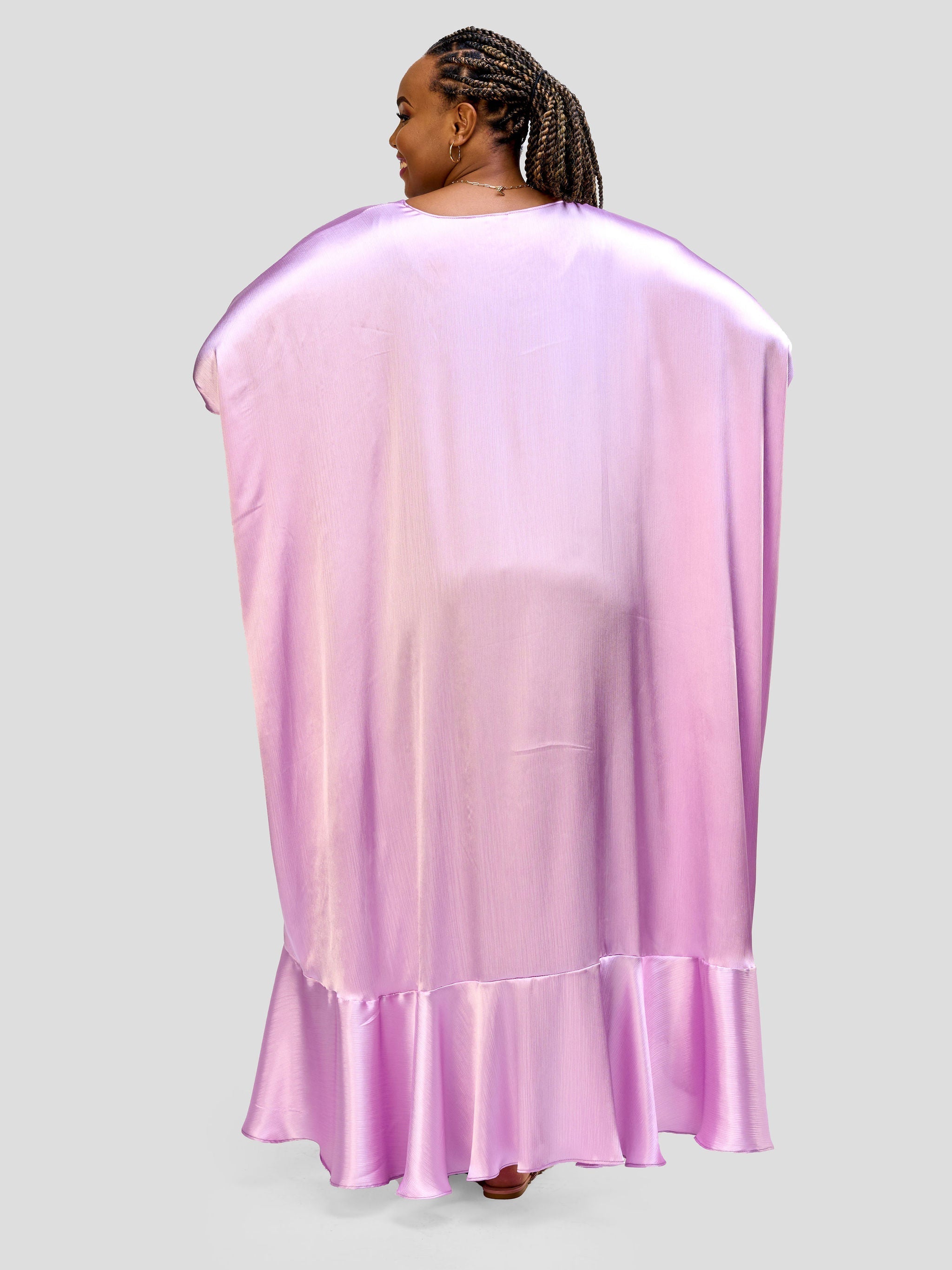 Vivo Nimali Satin Flounce Kimono - Lilac