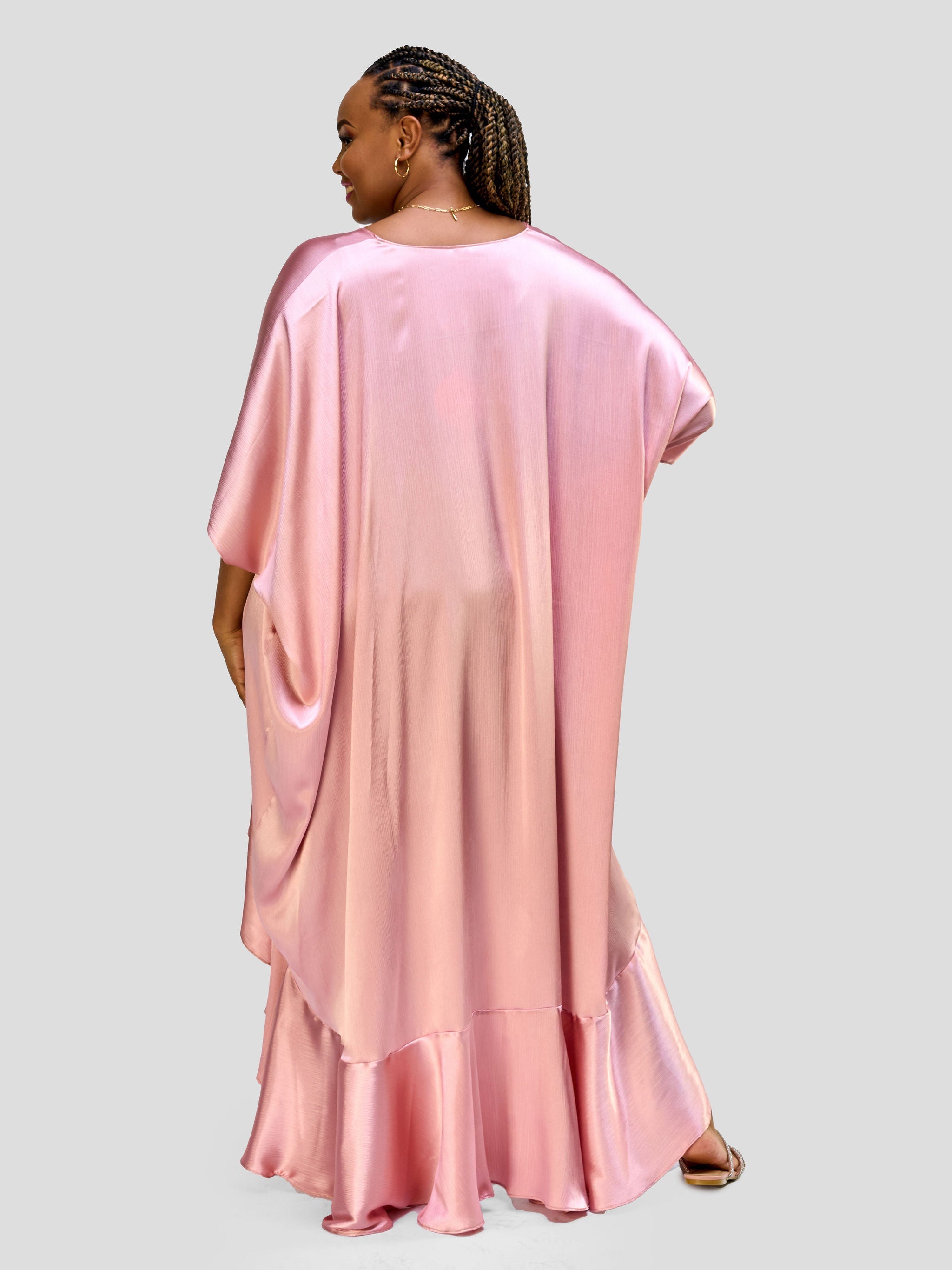 Vivo Nimali Satin Flounce Kimono - Pink