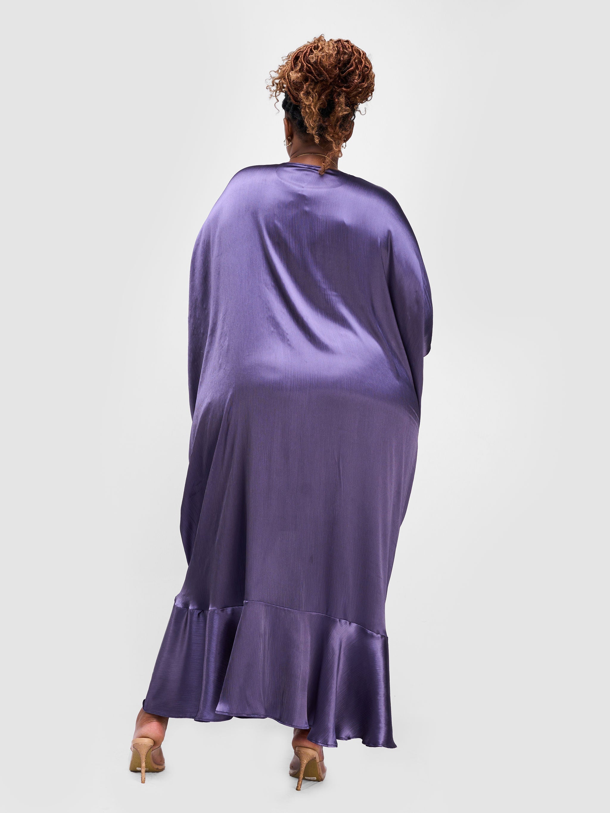 Vivo Nimali Satin Flounce Kimono - Purple