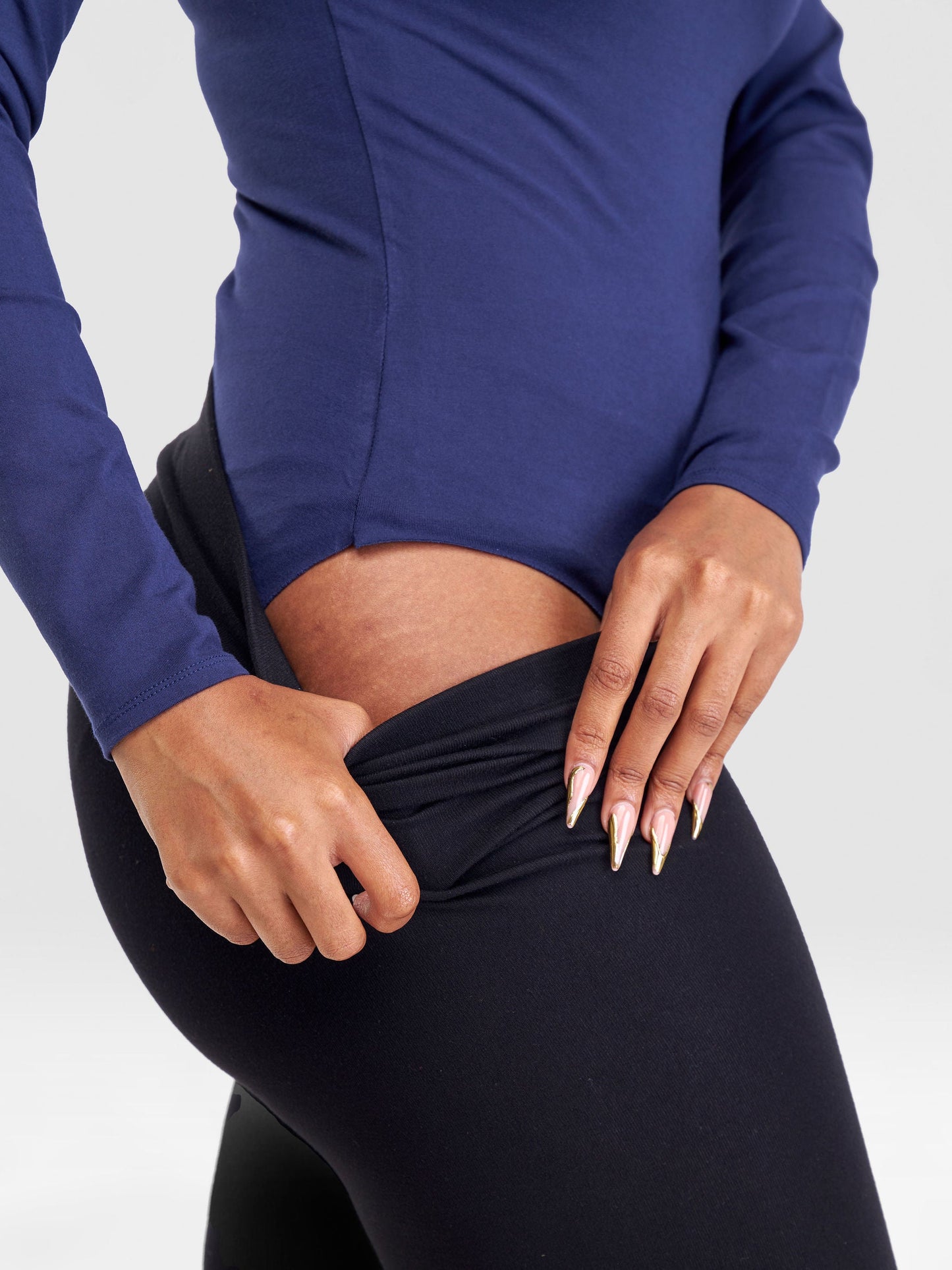 Vivo Basic Long Sleeve Bodysuit (Seamless) - Navy Blue