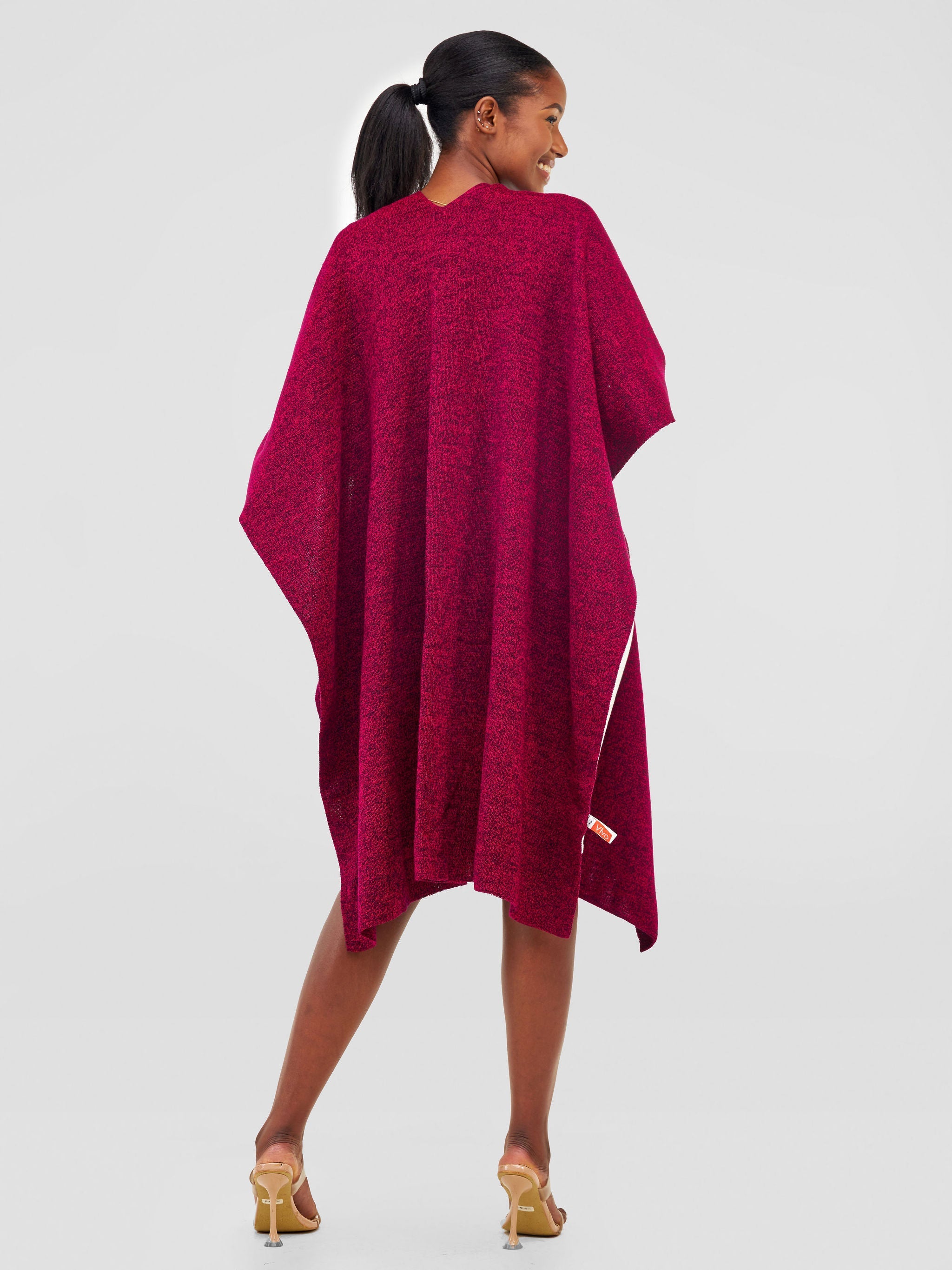 Vivo Basic Double Layered Wrap Poncho (Without Fringe) - Pink / Black