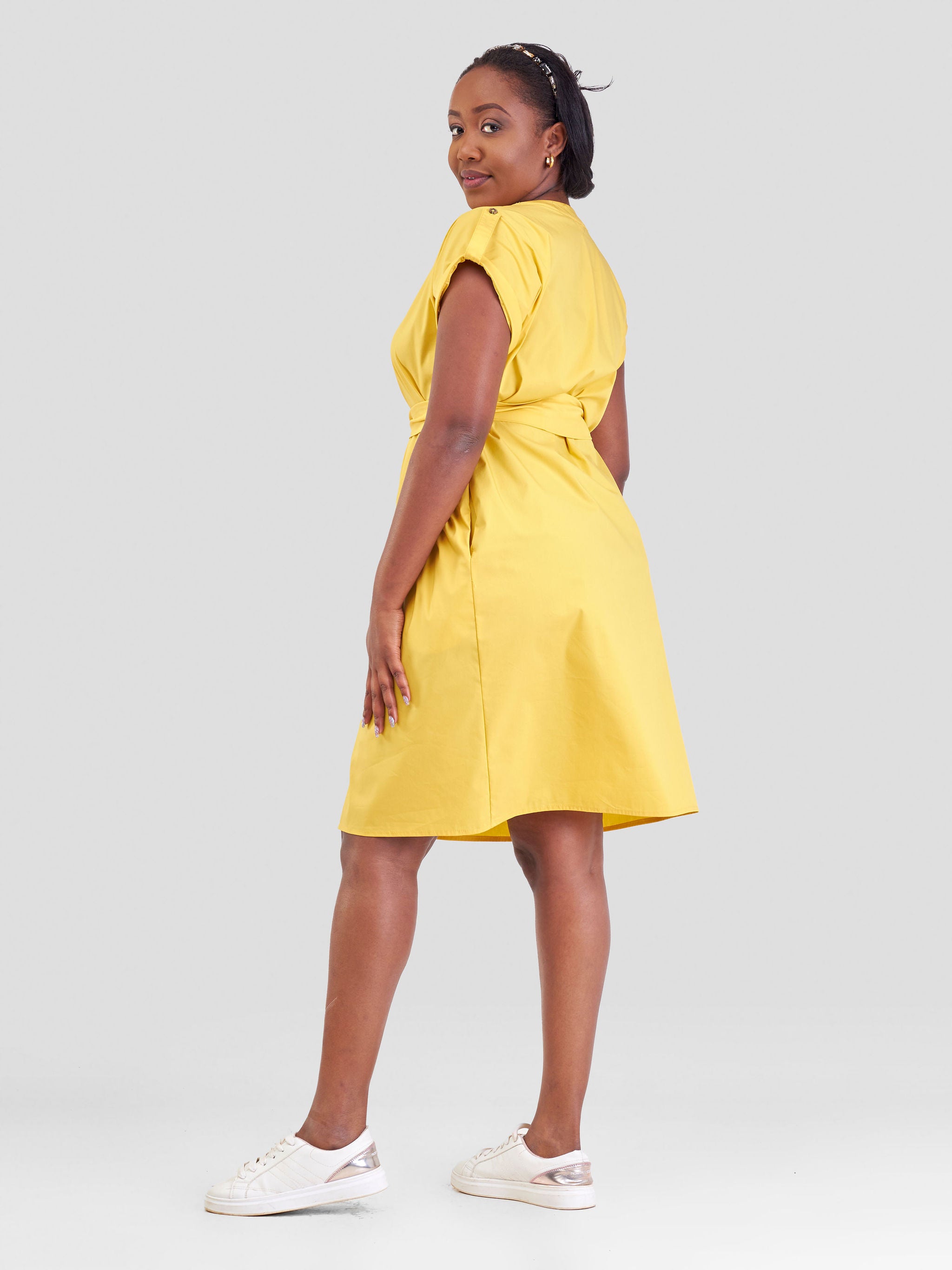 Safari Zene Drop Shoulder Above Knee Dress - Mustard