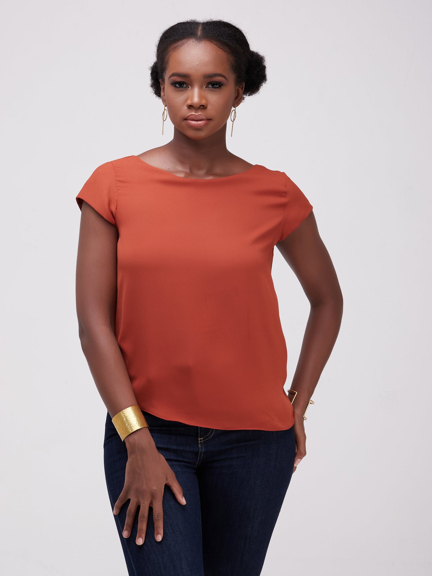 Vivo Basic Cap Sleeve Cory Top - Rust