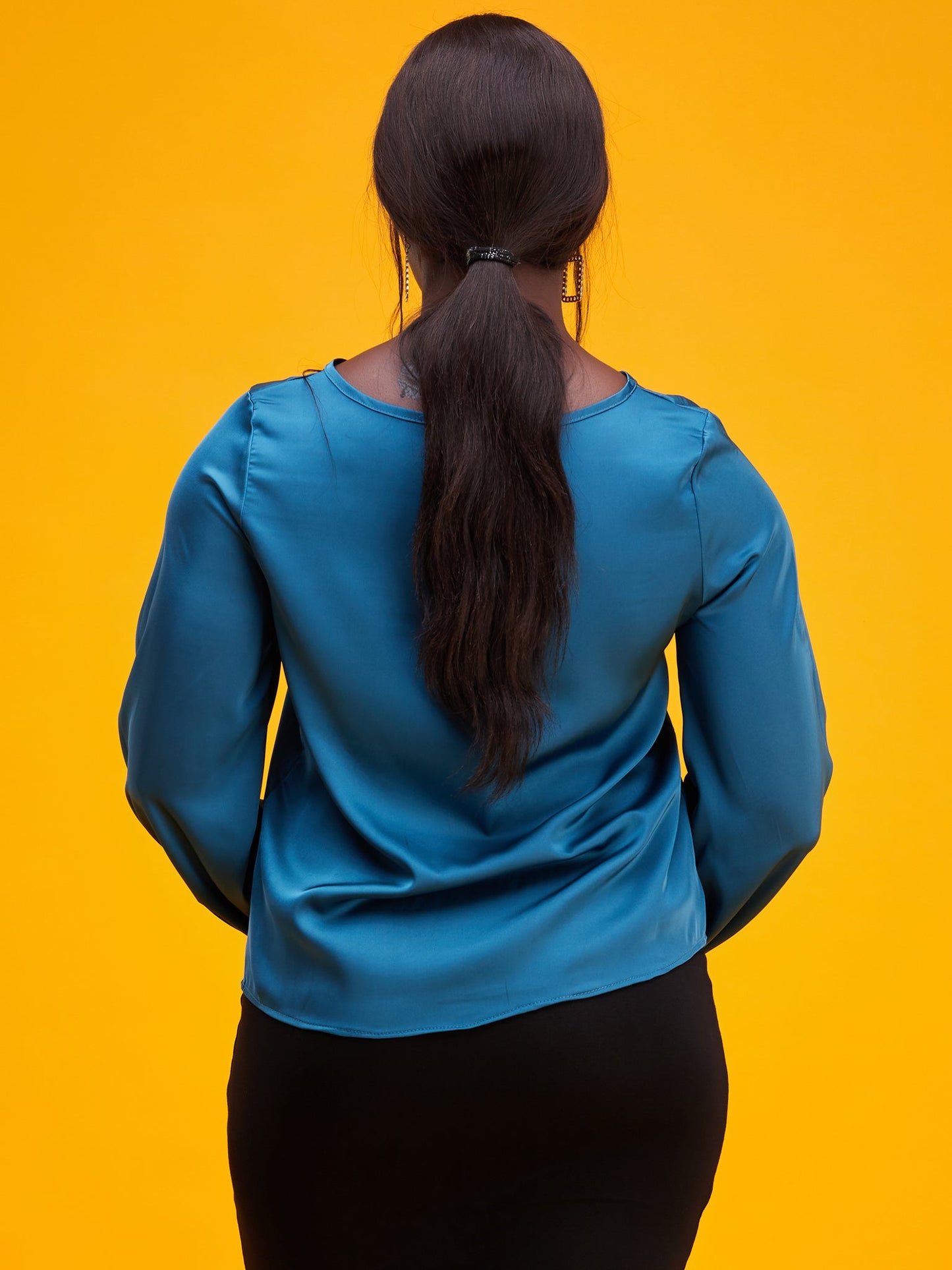 Vivo Basic Satin Bishop Sleeved Top - Sample