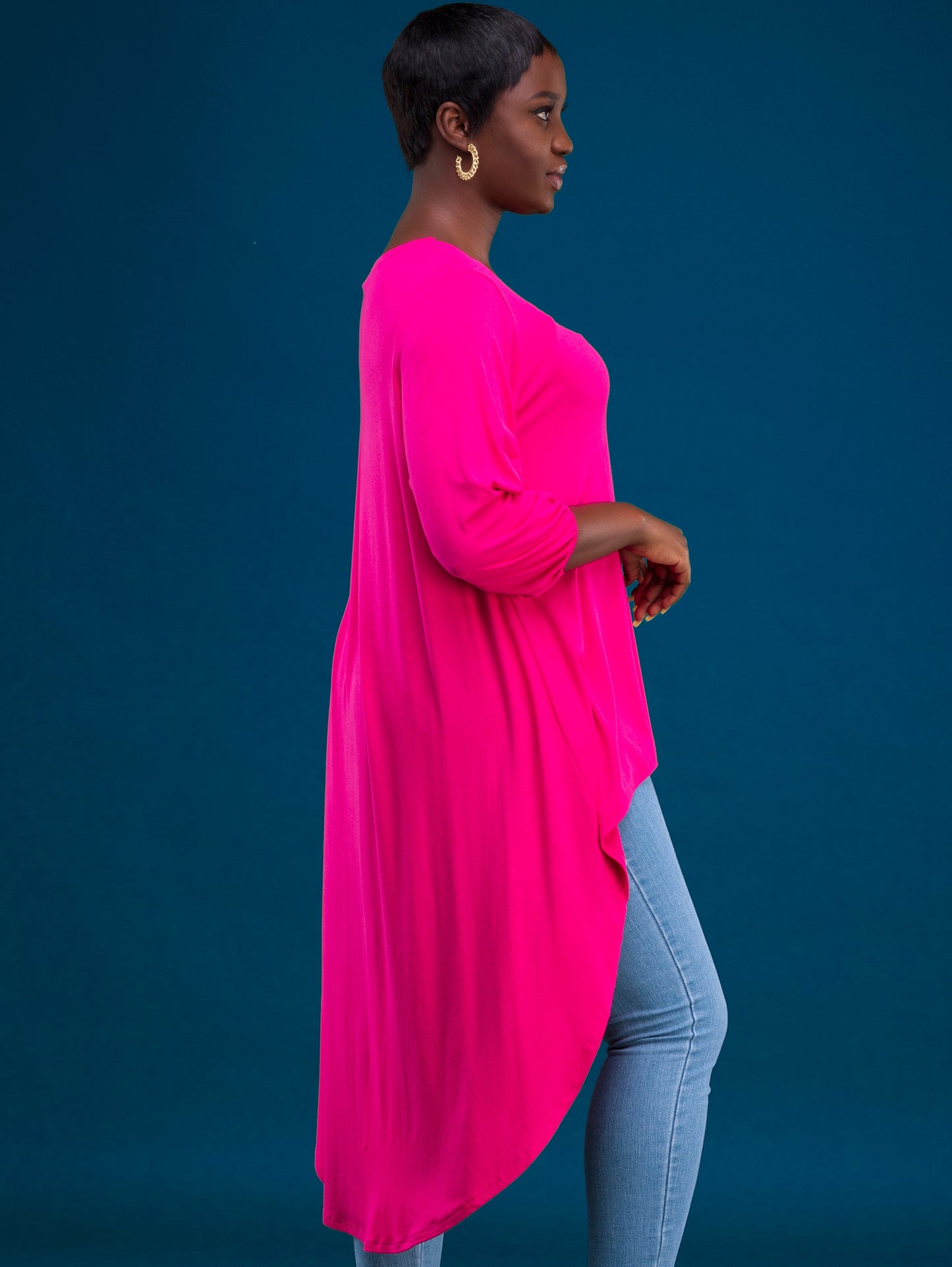 Vivo Basic Nalia High Low Jersey Top - Pink