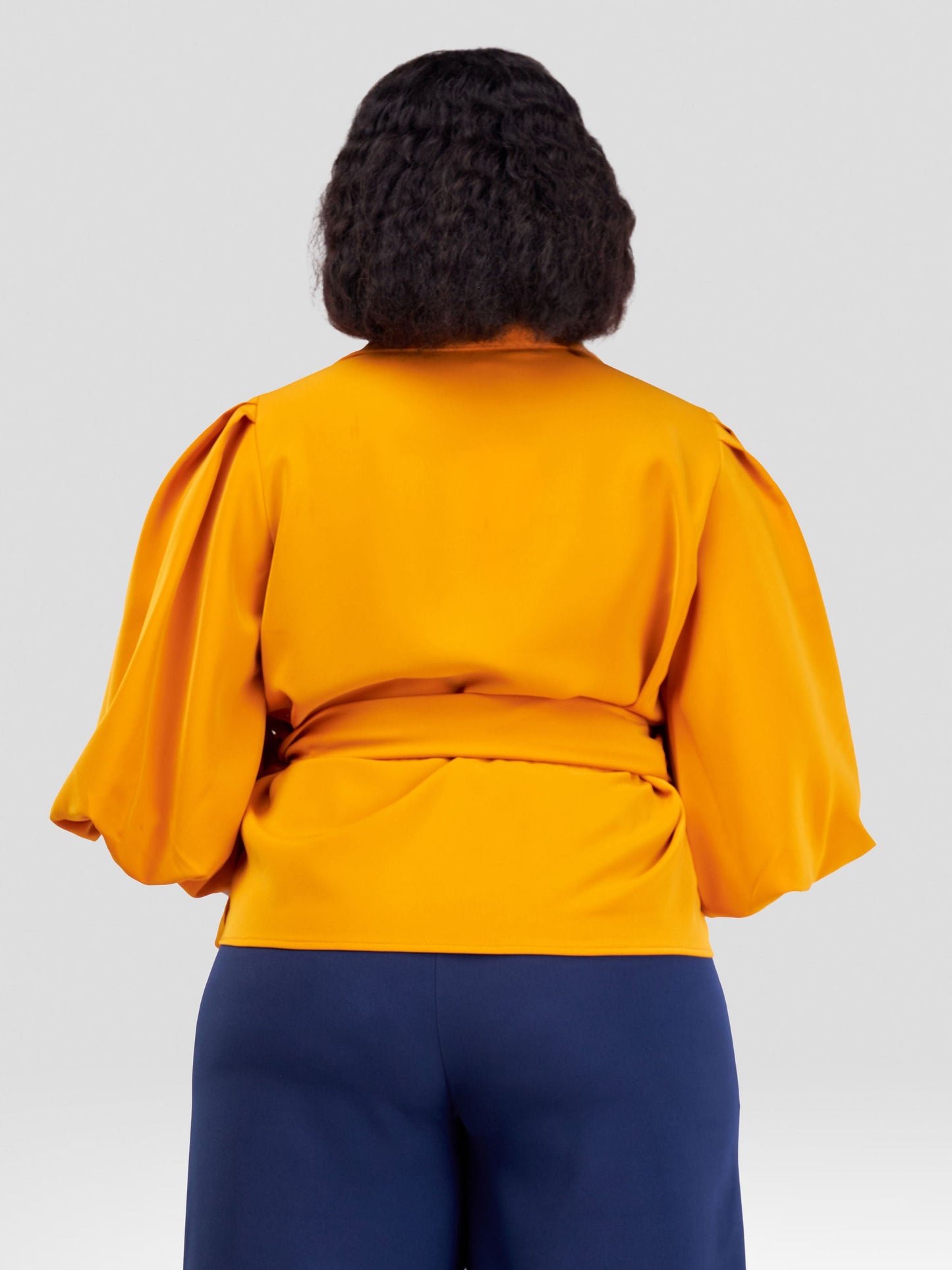 Vivo Zaria Bishop Sleeve Tie Top - Mustard