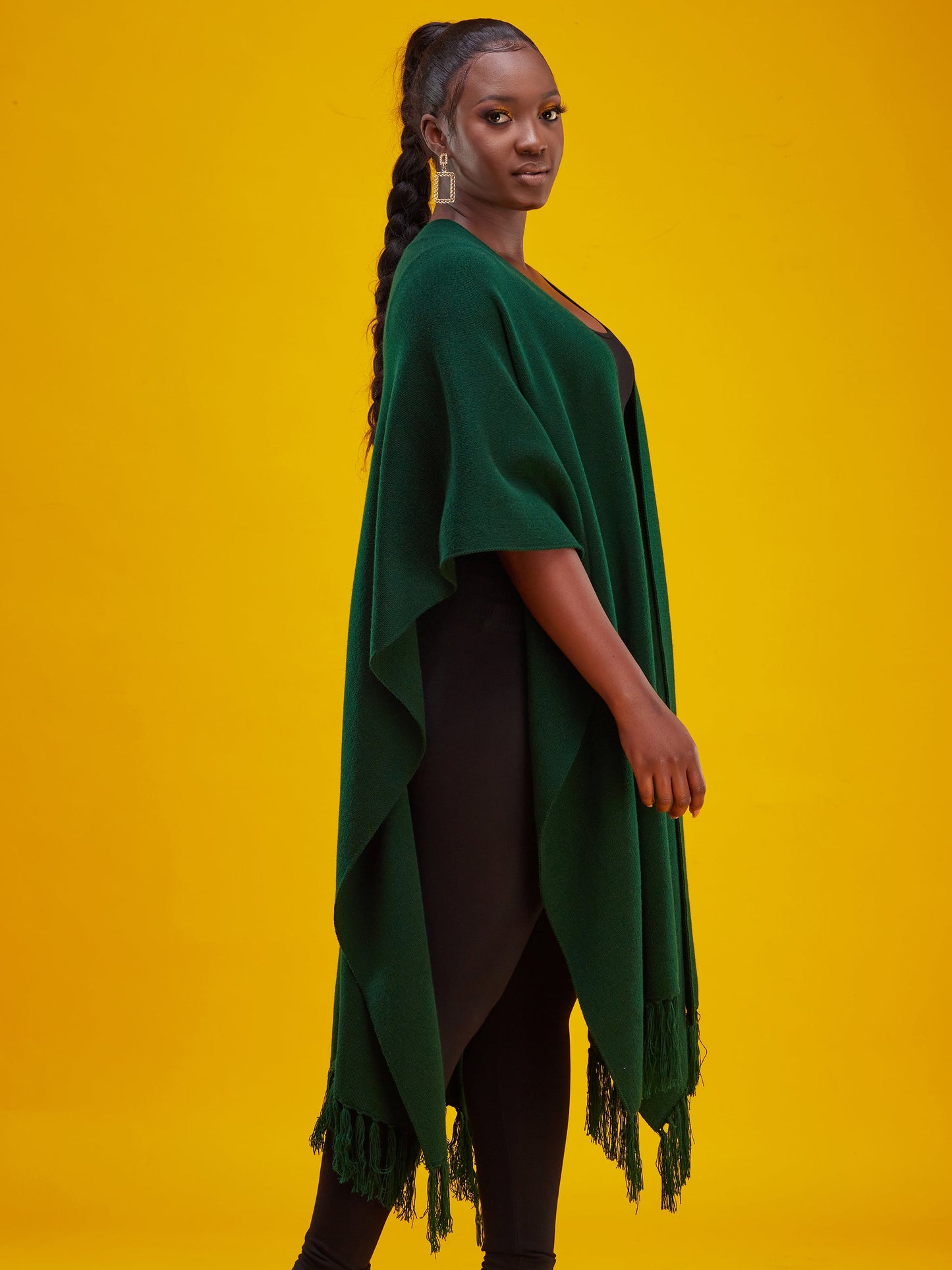 Vivo Basic Double Layered Wrap Poncho - Dark Green