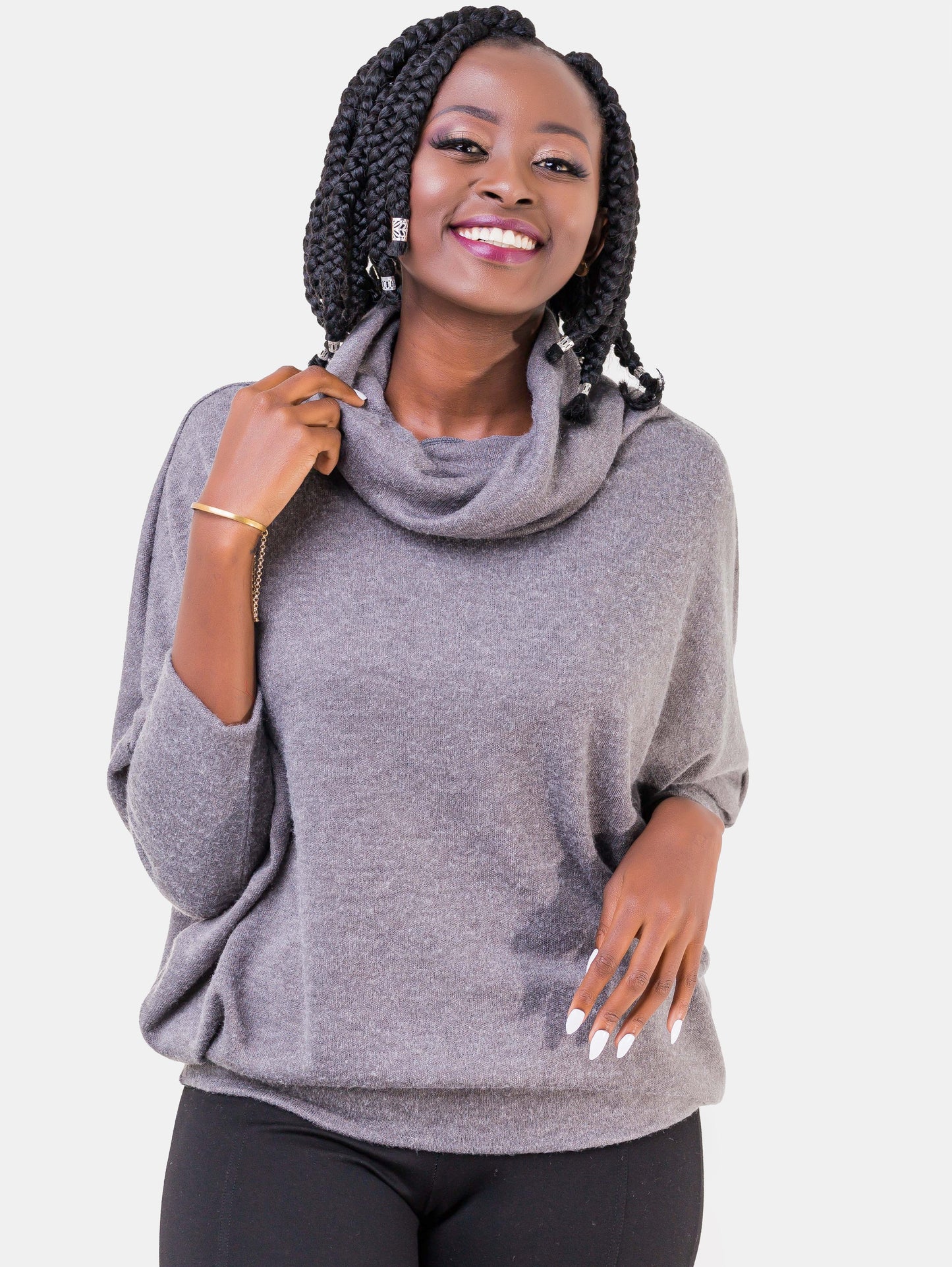 Vivo Basic Dolman Sweater - Grey