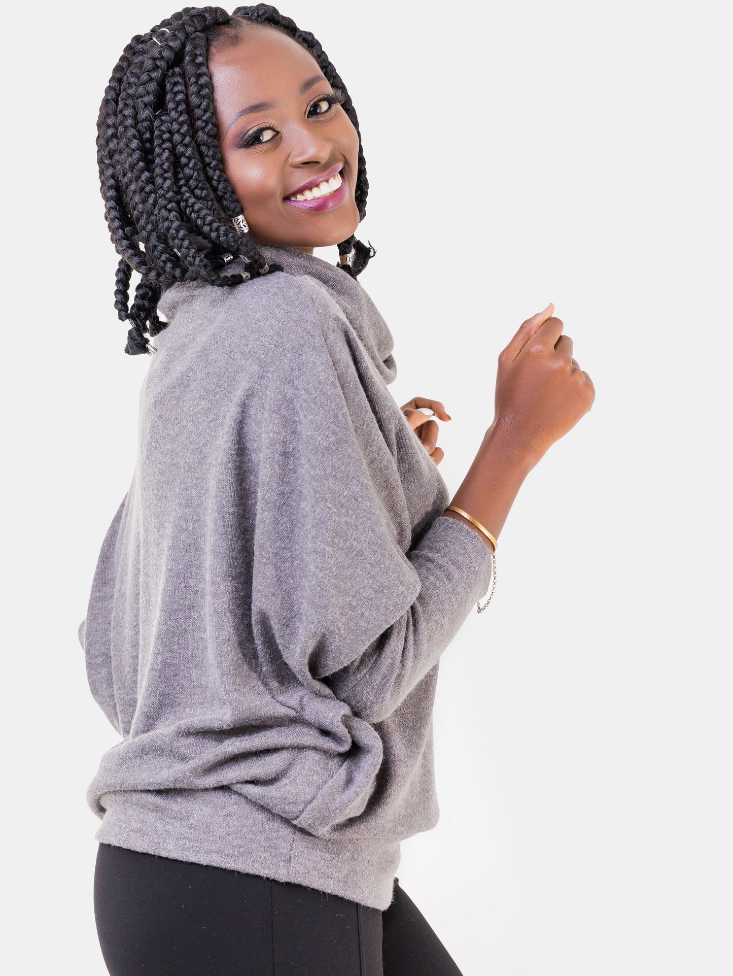 Vivo Basic Dolman Sweater - Grey