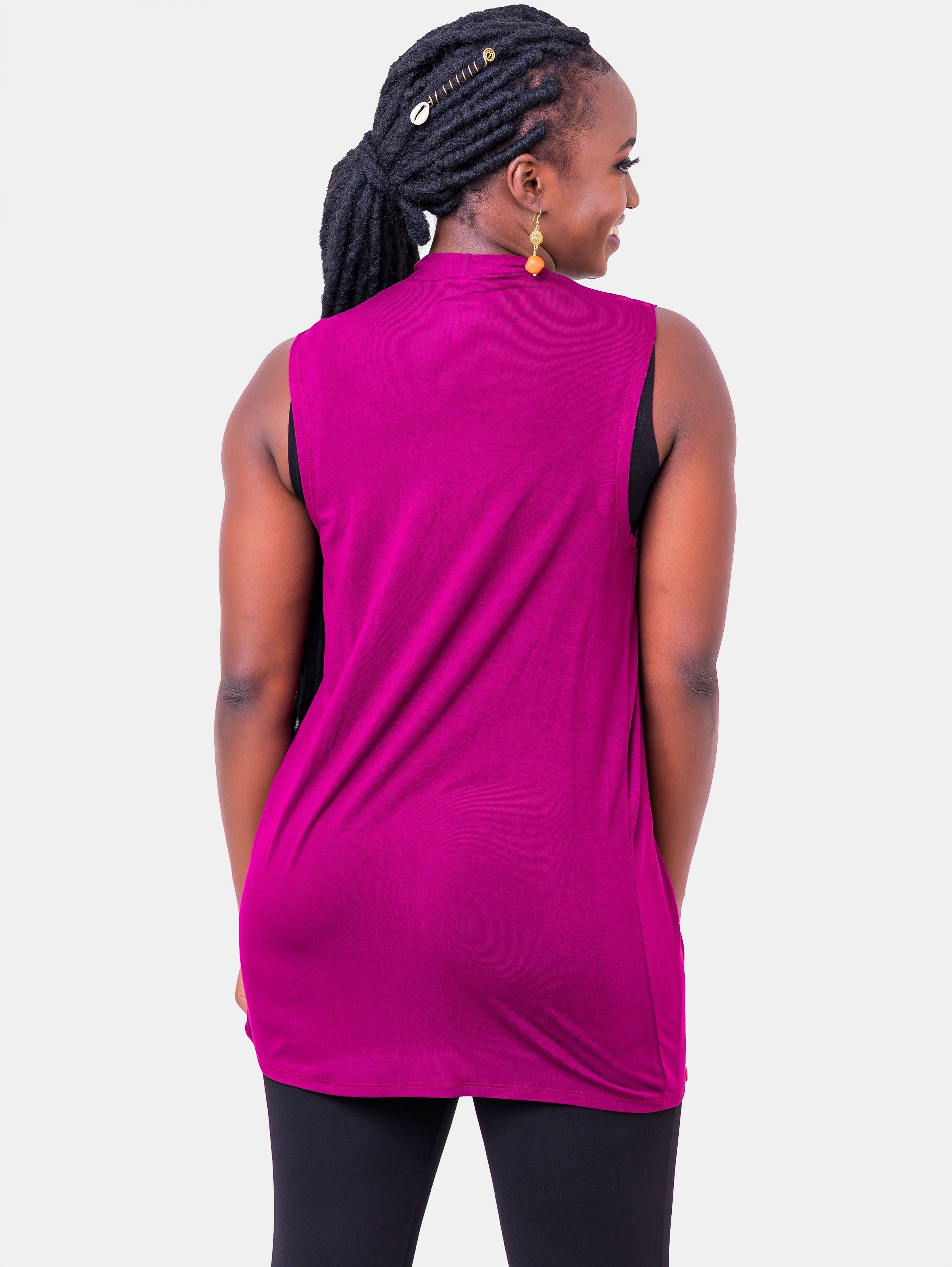 Vivo Basic Sleeveless Jersey Waterfall - Burgundy - Shop Zetu