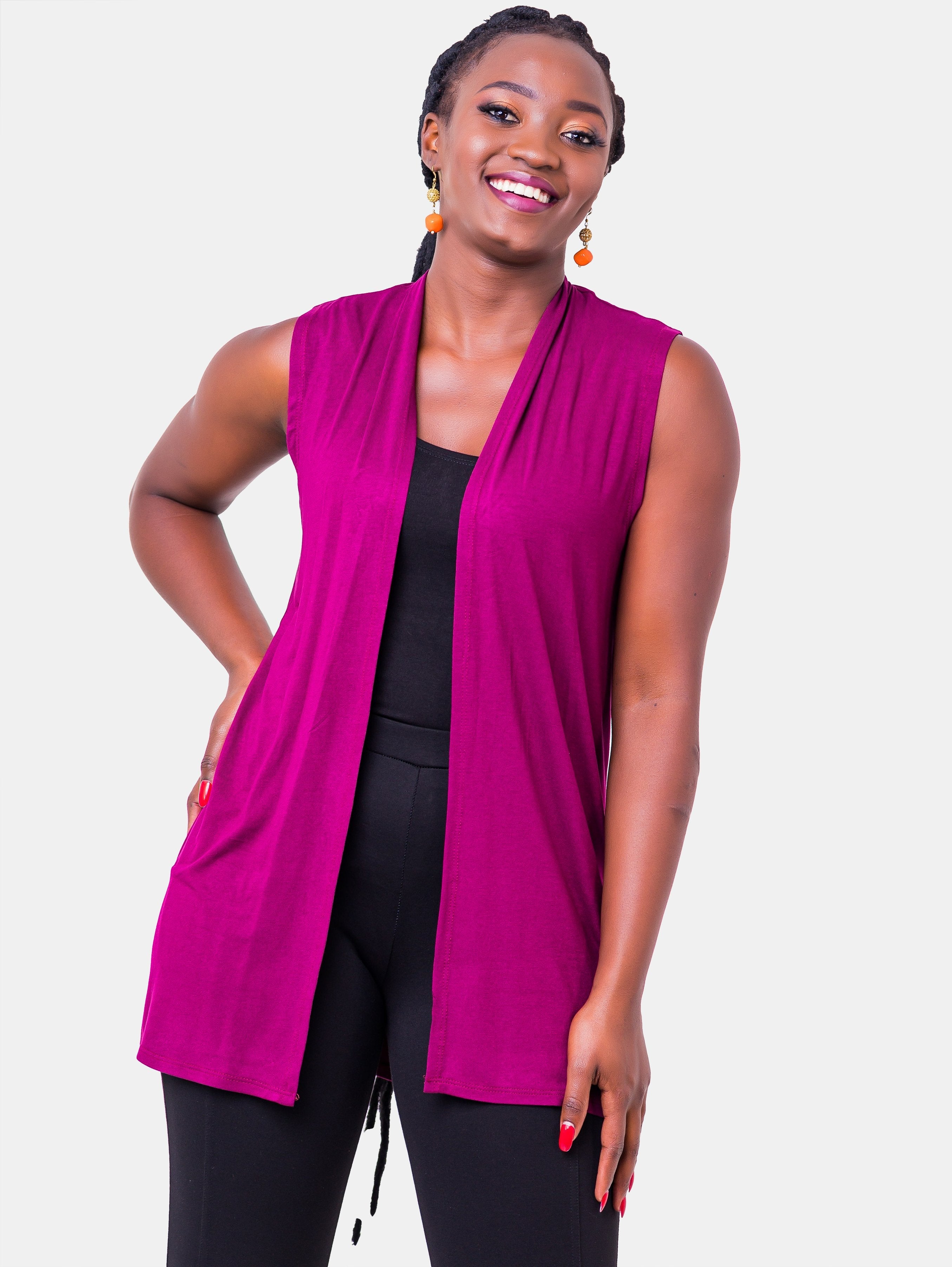 Vivo Basic Sleeveless Jersey Waterfall - Burgundy - Shop Zetu