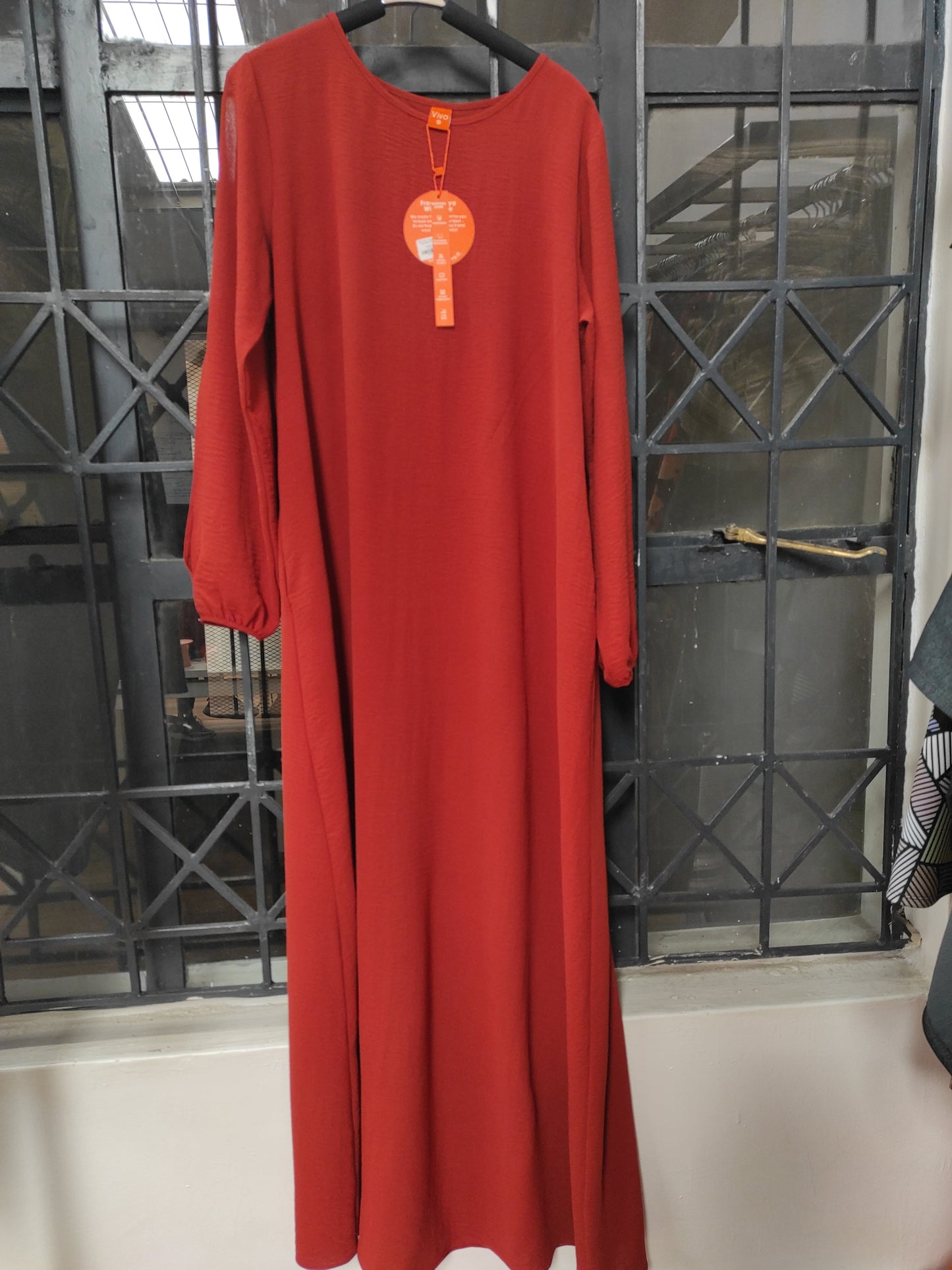Vivo Tunu Long Slit Sleeve Tent Maxi Dress - Rust