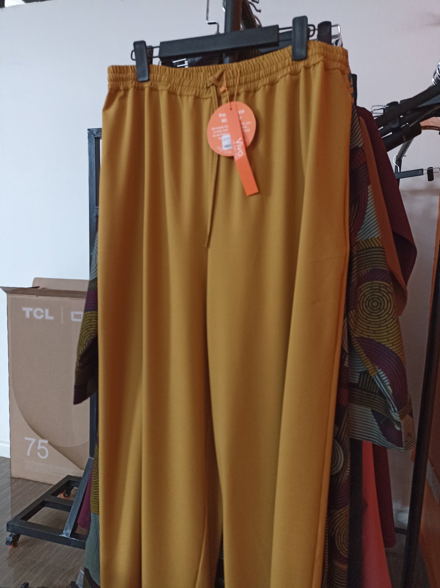 Vivo Zahari Drawstring Wide Leg Pants - Mustard