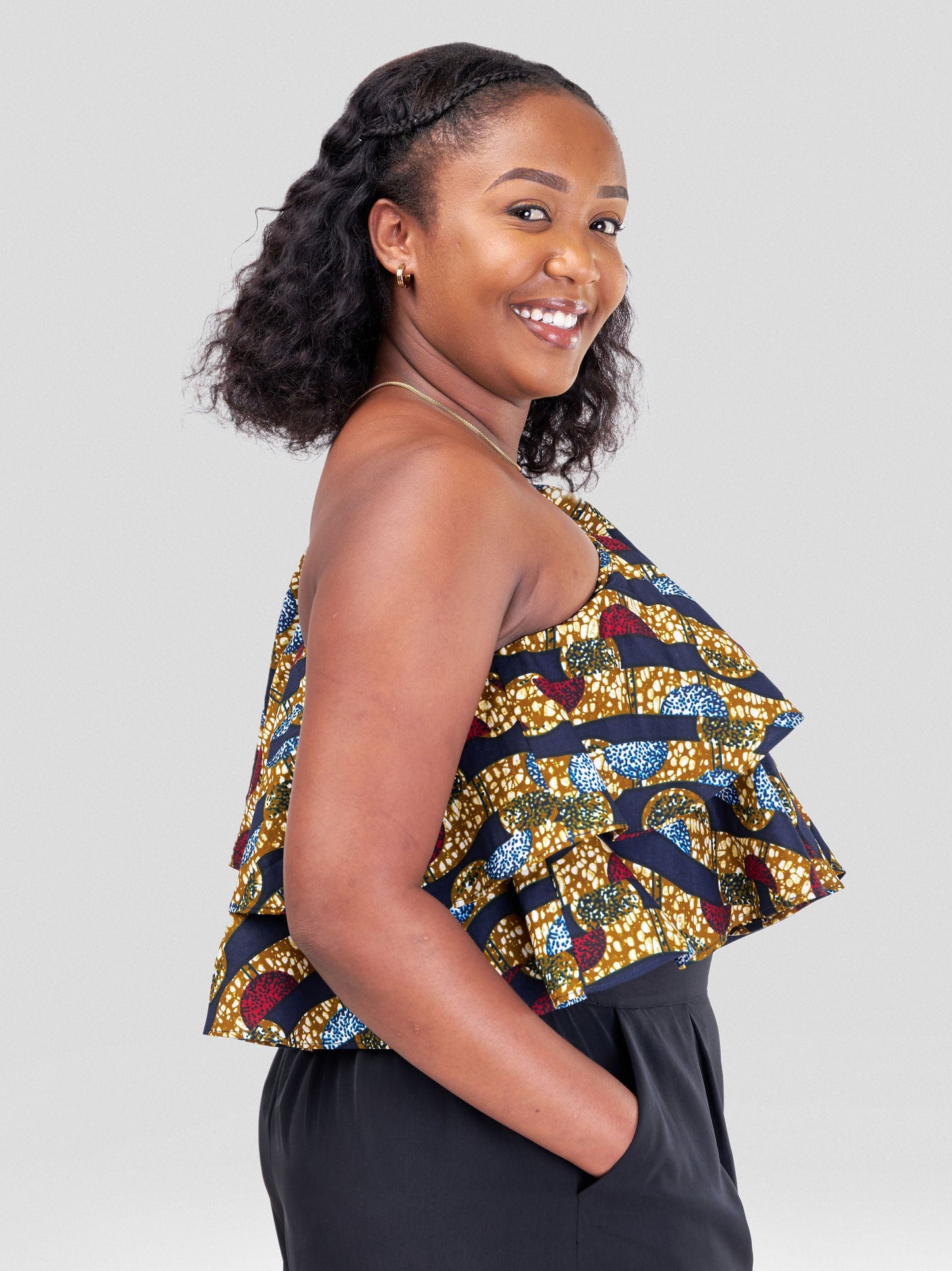 Vivo Naya One Shoulder Flounce Crop Top - Doa