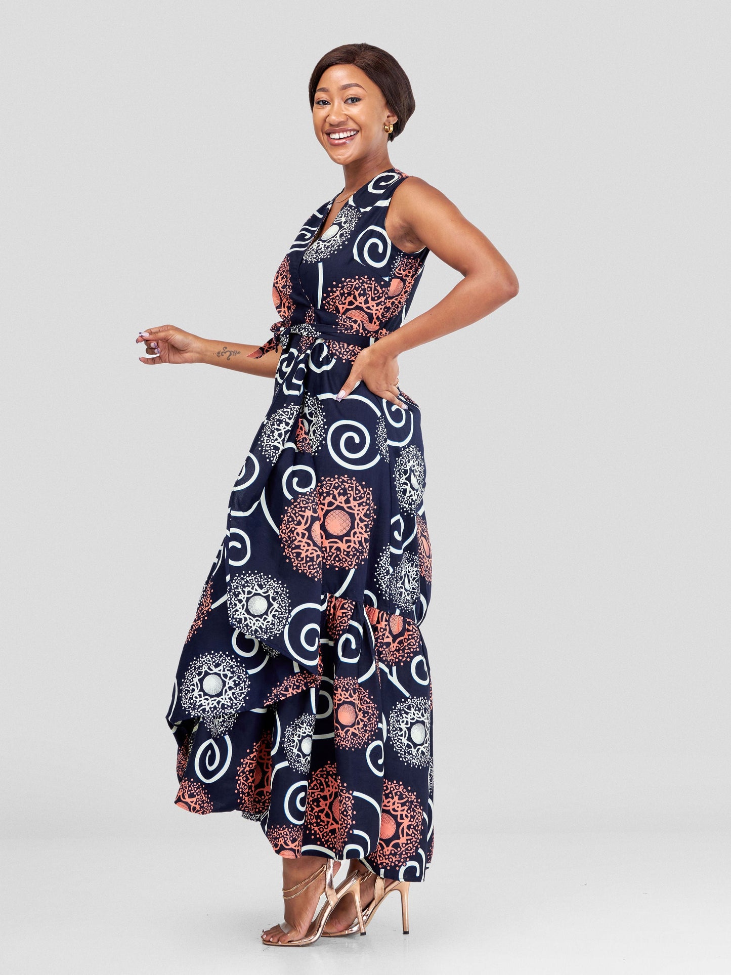 Vivo Naya Sleeveless Wrap Maxi Dress - Duara Print