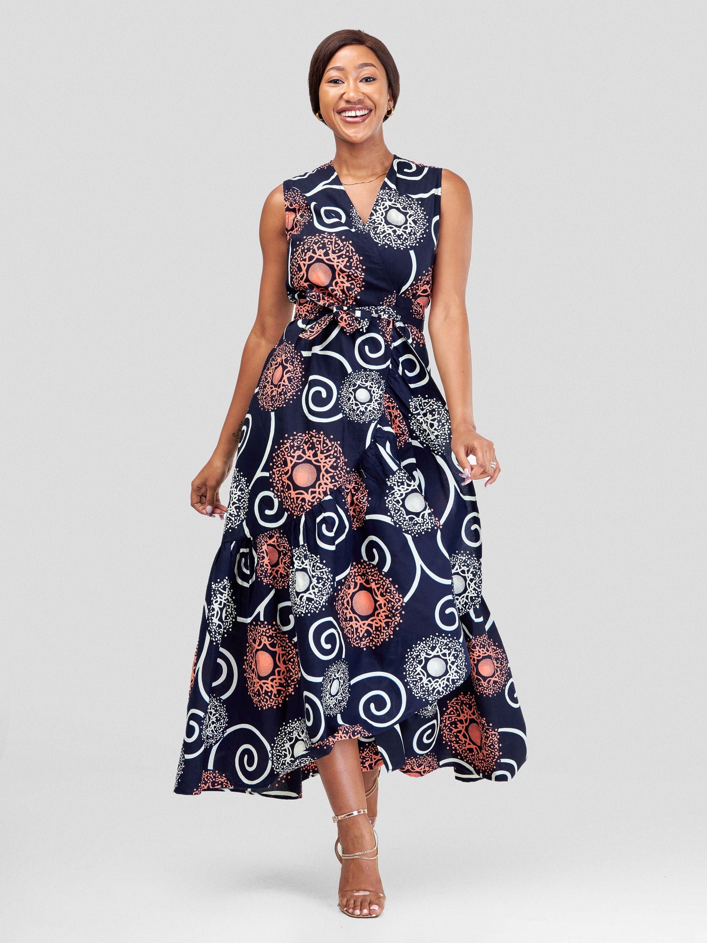Vivo Naya Sleeveless Wrap Maxi Dress - Duara Print