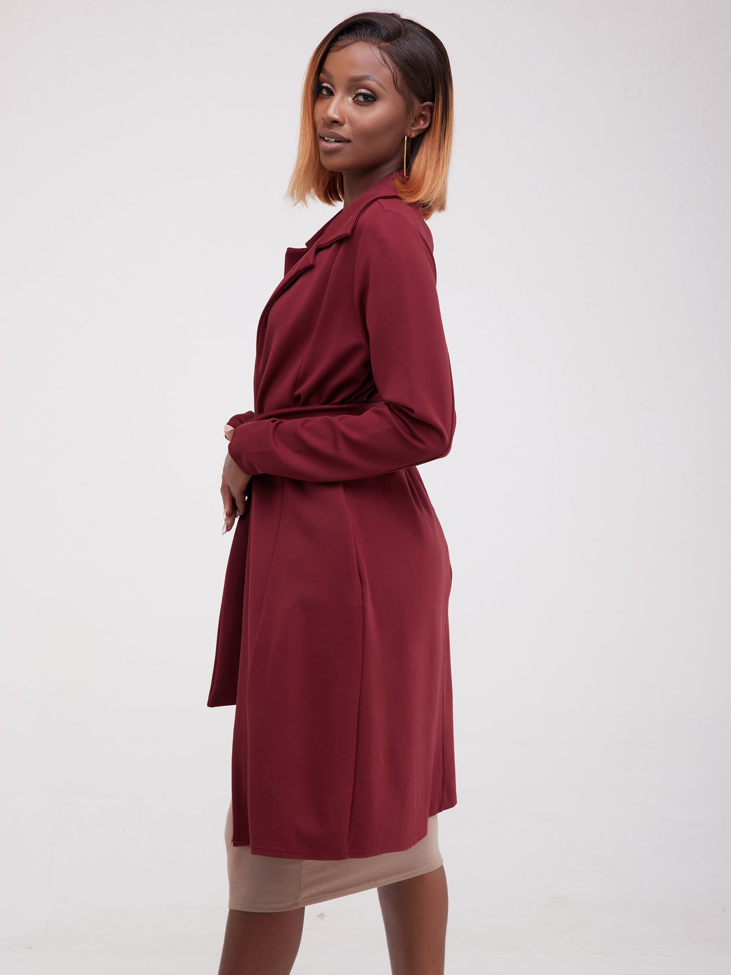 Vivo Basic Trench Coat - Maroon