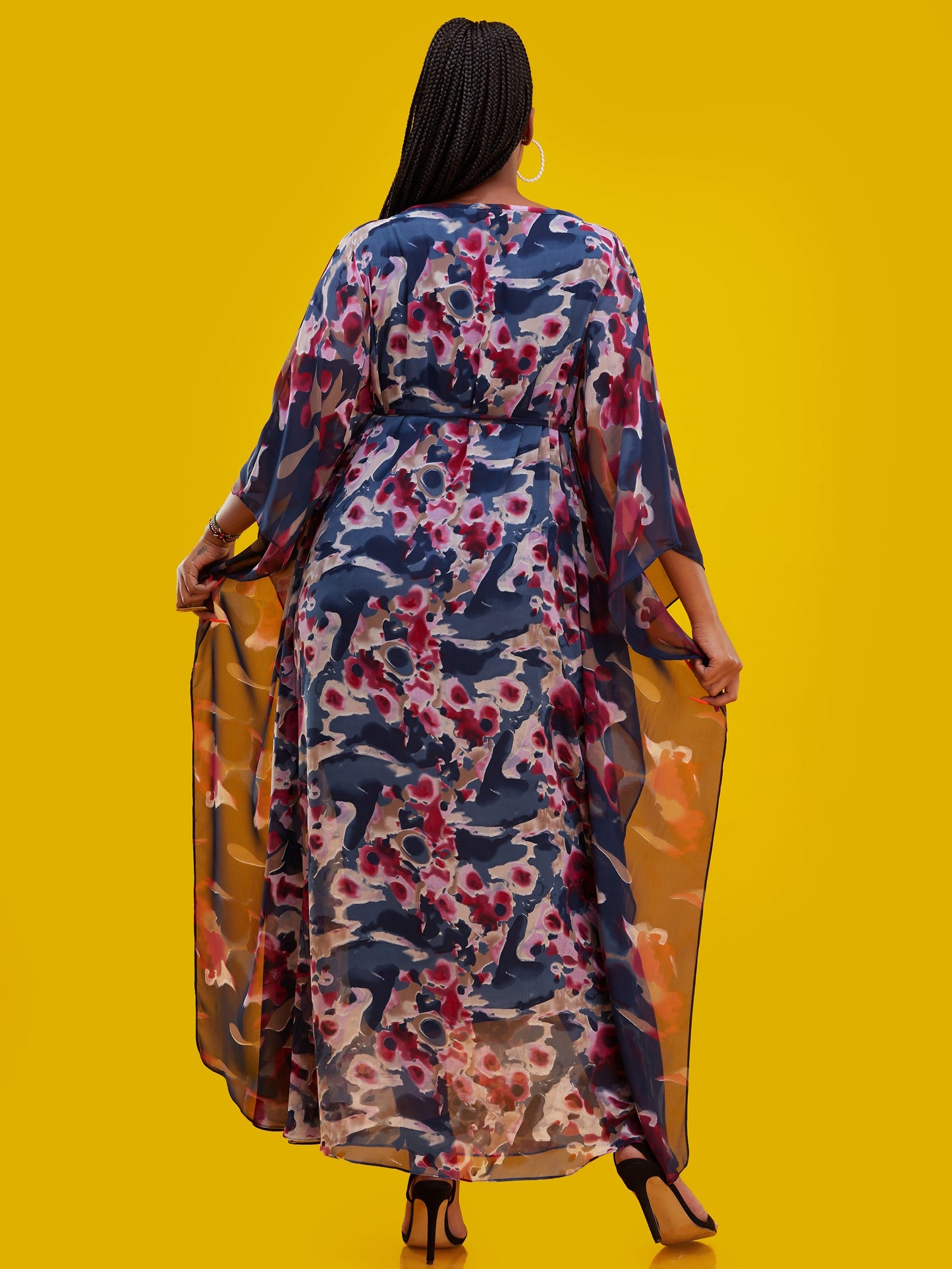 Vivo Muna Maxi Kaftan - Pink / Blue Print