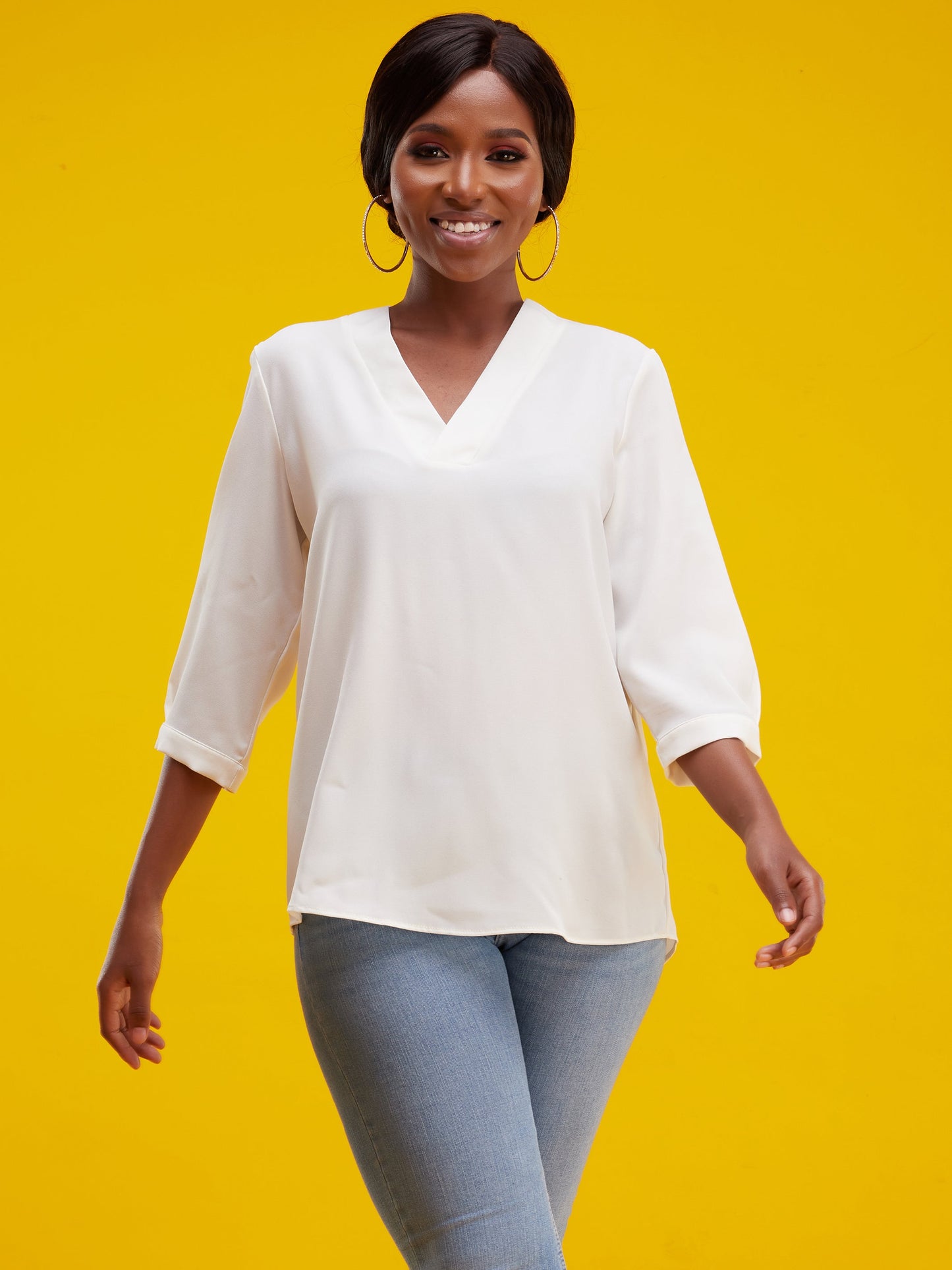 Vivo J.O 3/4 Sleeve Top - Off White