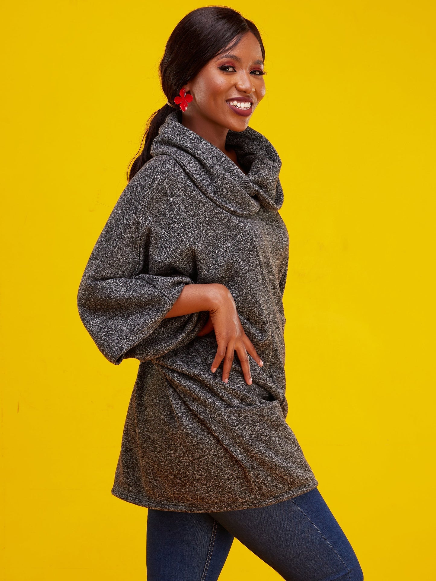 Vivo J.O Sweater Top - Dark Grey