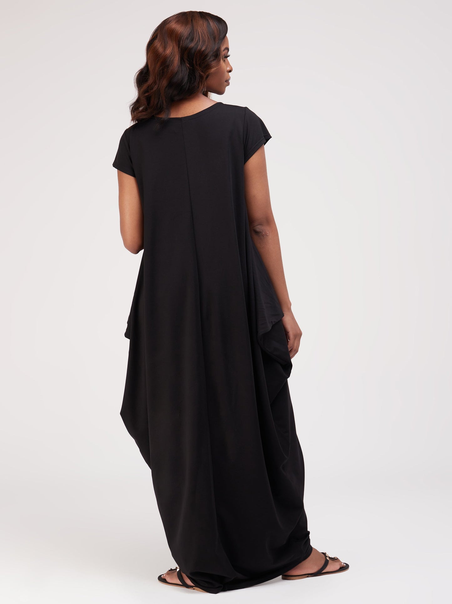 Vivo Zanzi Side Cowl Maxi Dress - Black