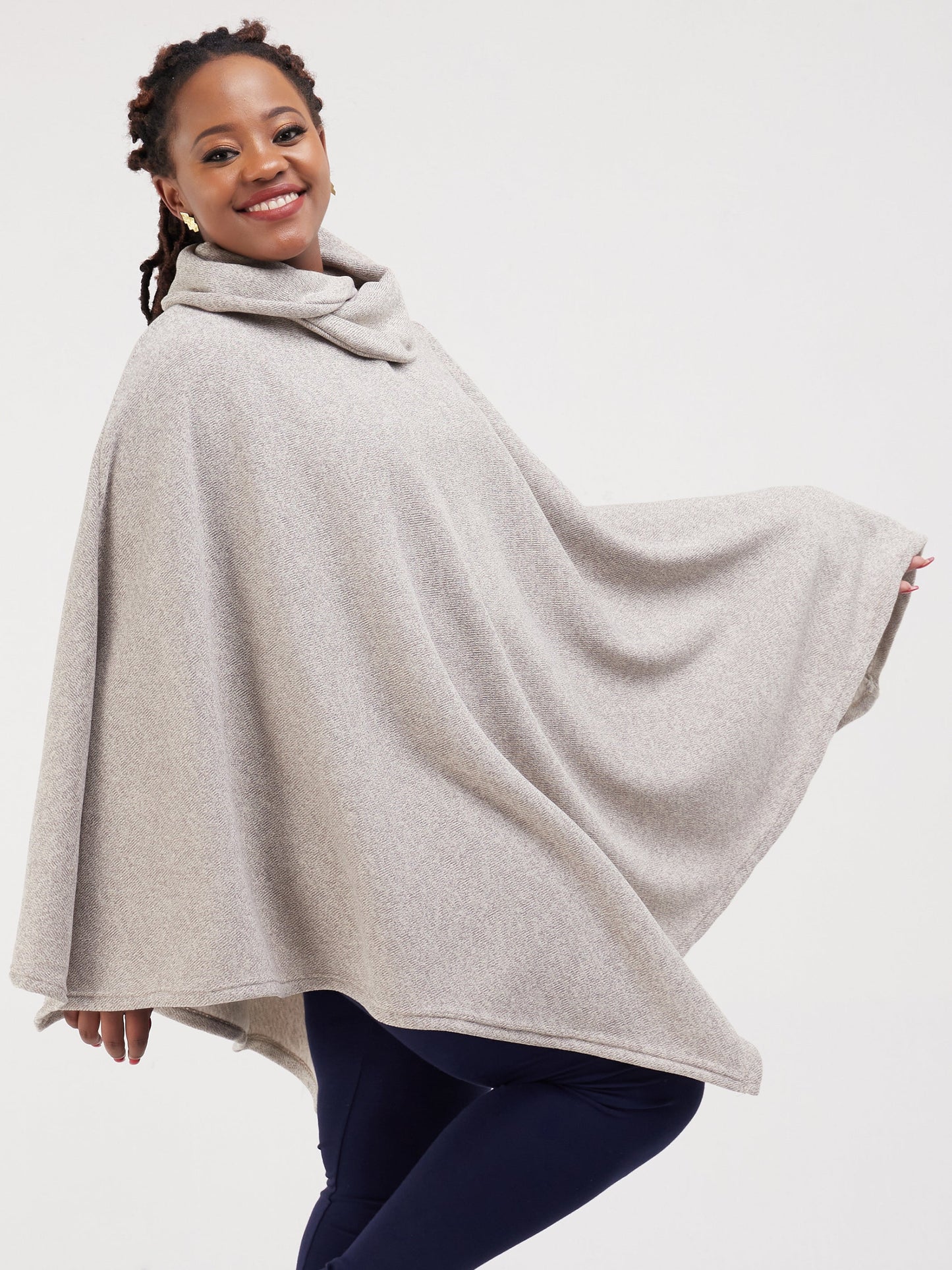 Vivo Issa Asymmetric Poncho - Buttermilk