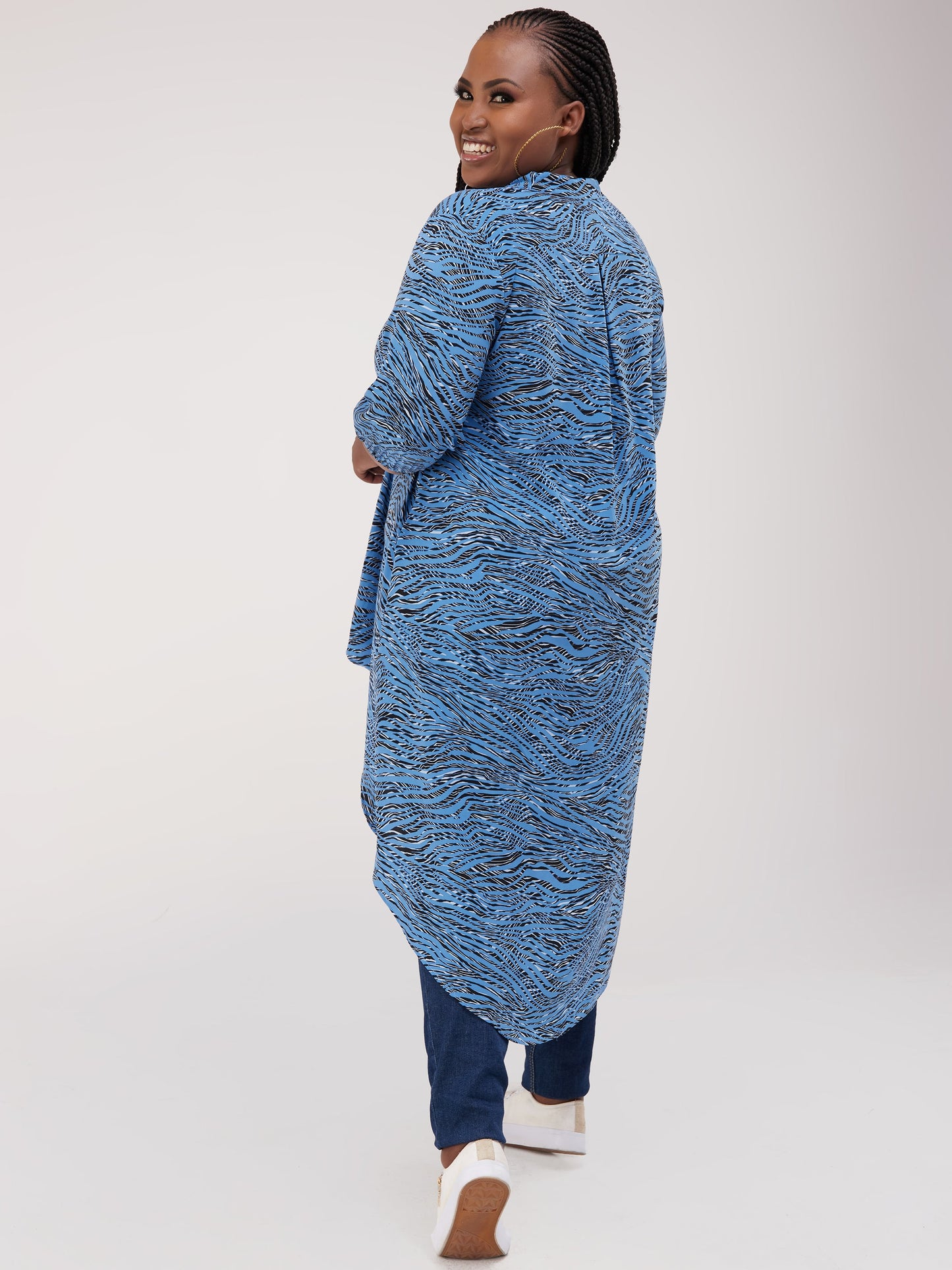 Safari Dua High Low Top - Blue / Black Print