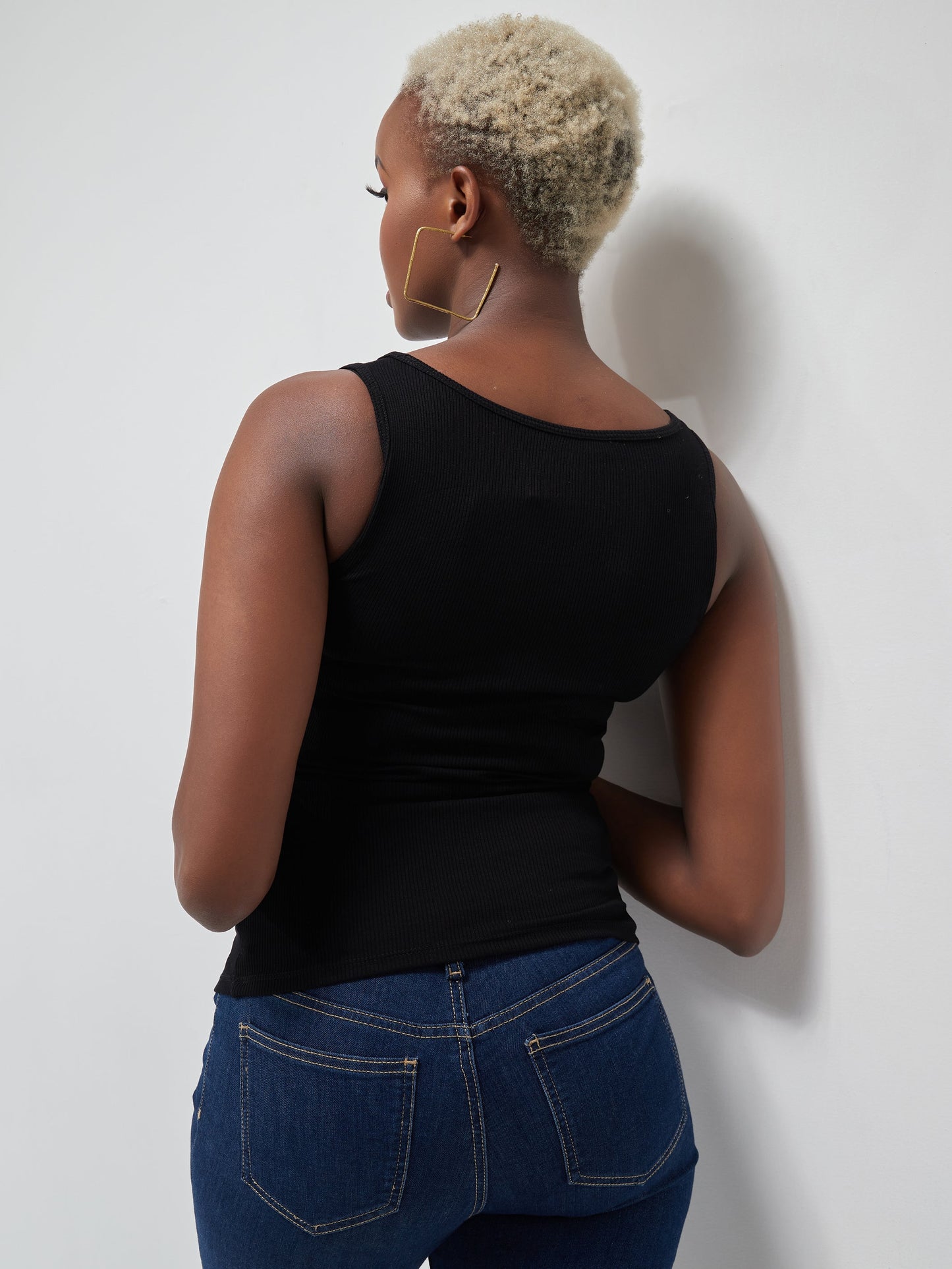 Safari Basic Ribbed Tank Top - Black