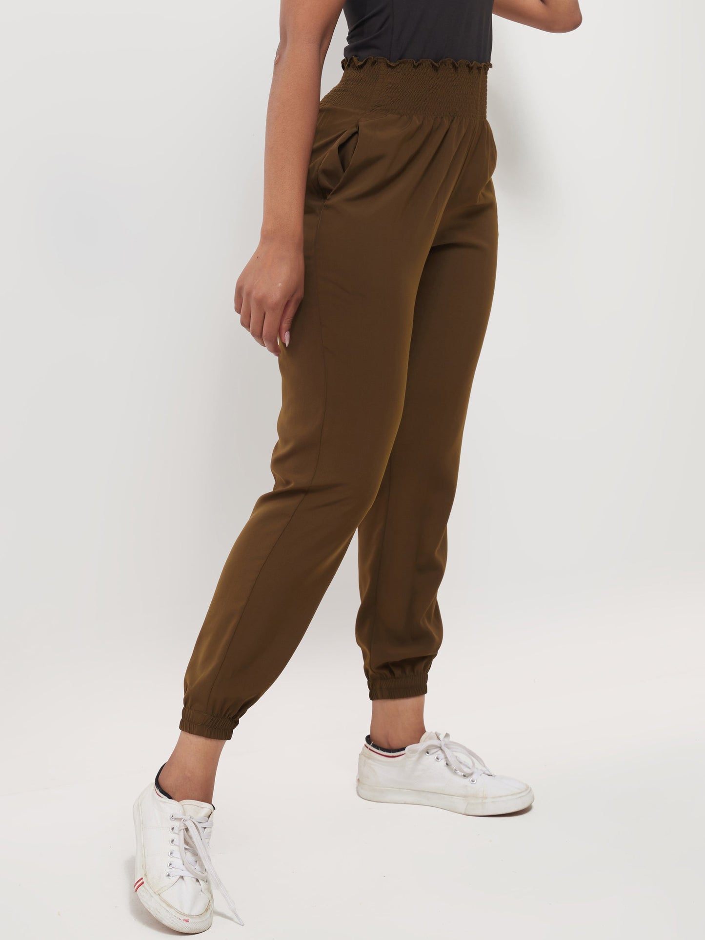 Safari Naima Shirred Waist Jogger Pants - Hunters Green