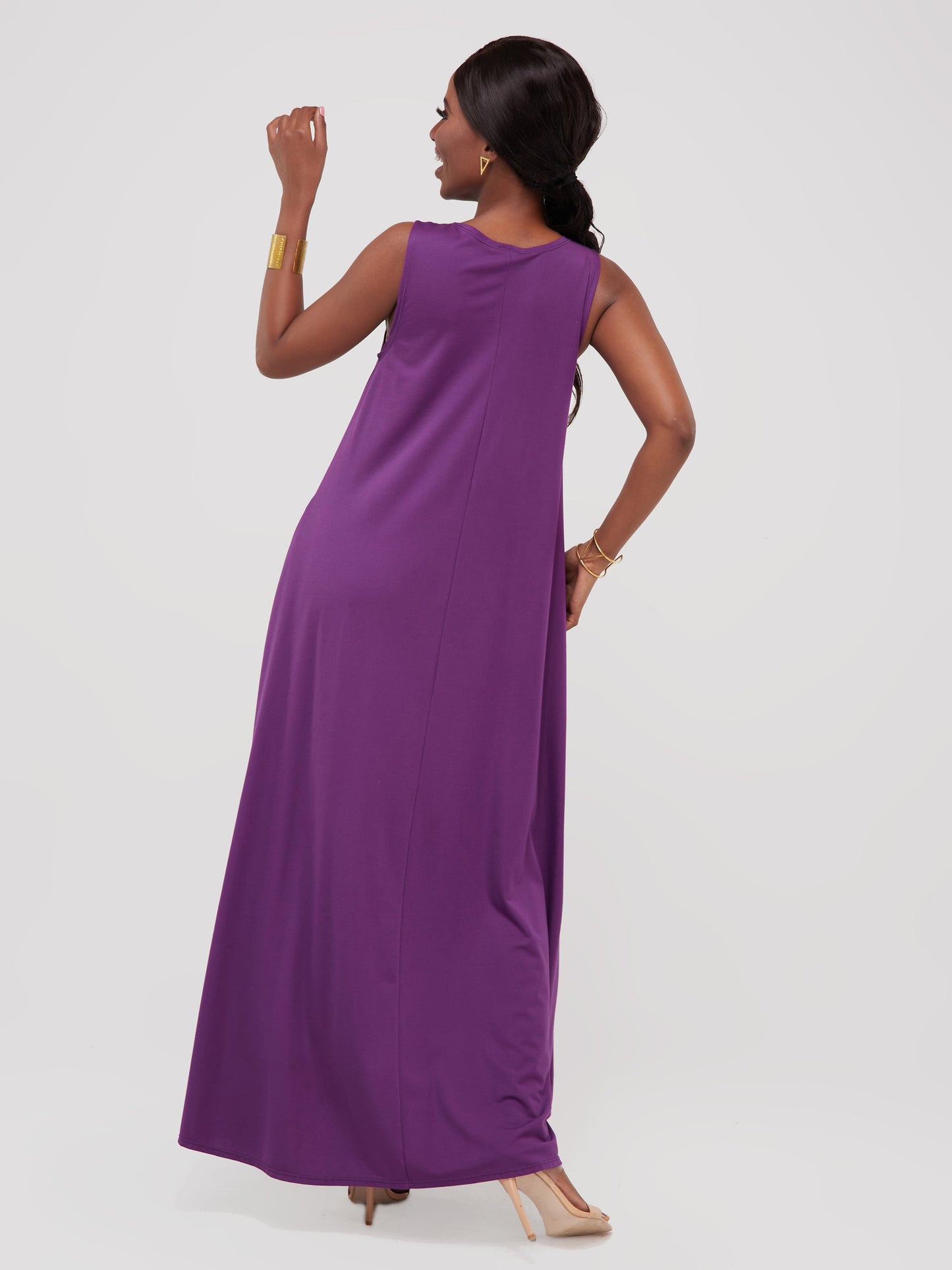 Vivo Basic Sleeveless Kena Tent Maxi Dress - Purple
