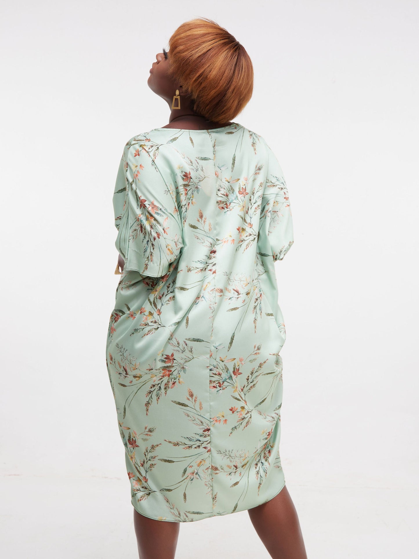 Vivo Thando Dolman Knee Length Dress - Green Print